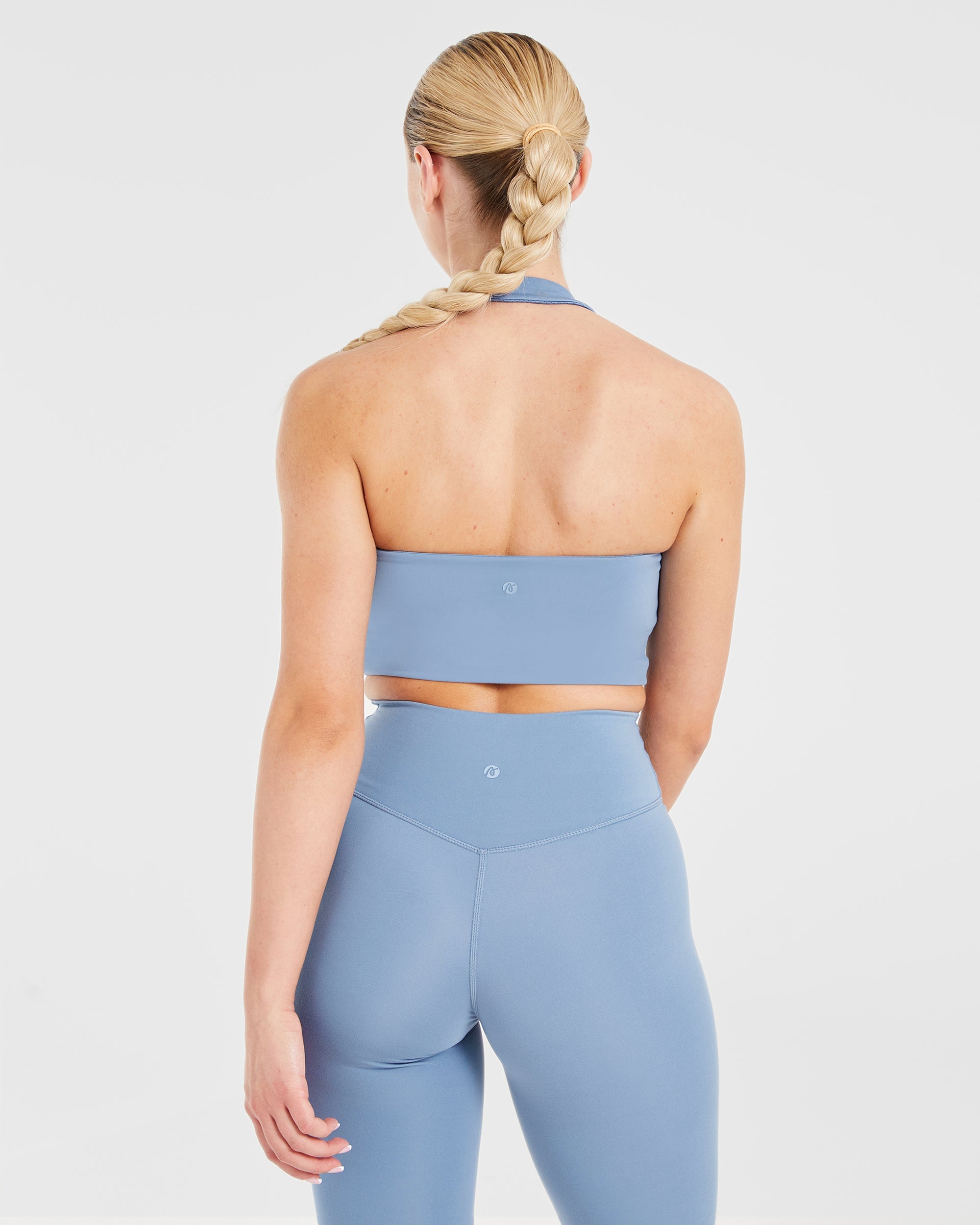 Staple Halterneck Crop Top - Slate Bleu