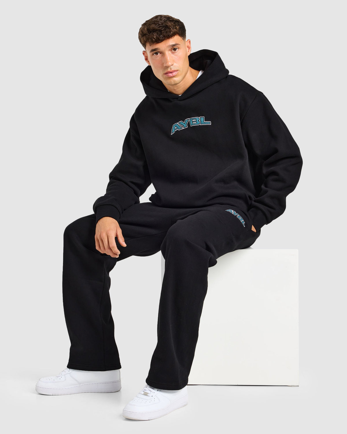 AYBL Society Oversized Straight Leg Joggers - Noir