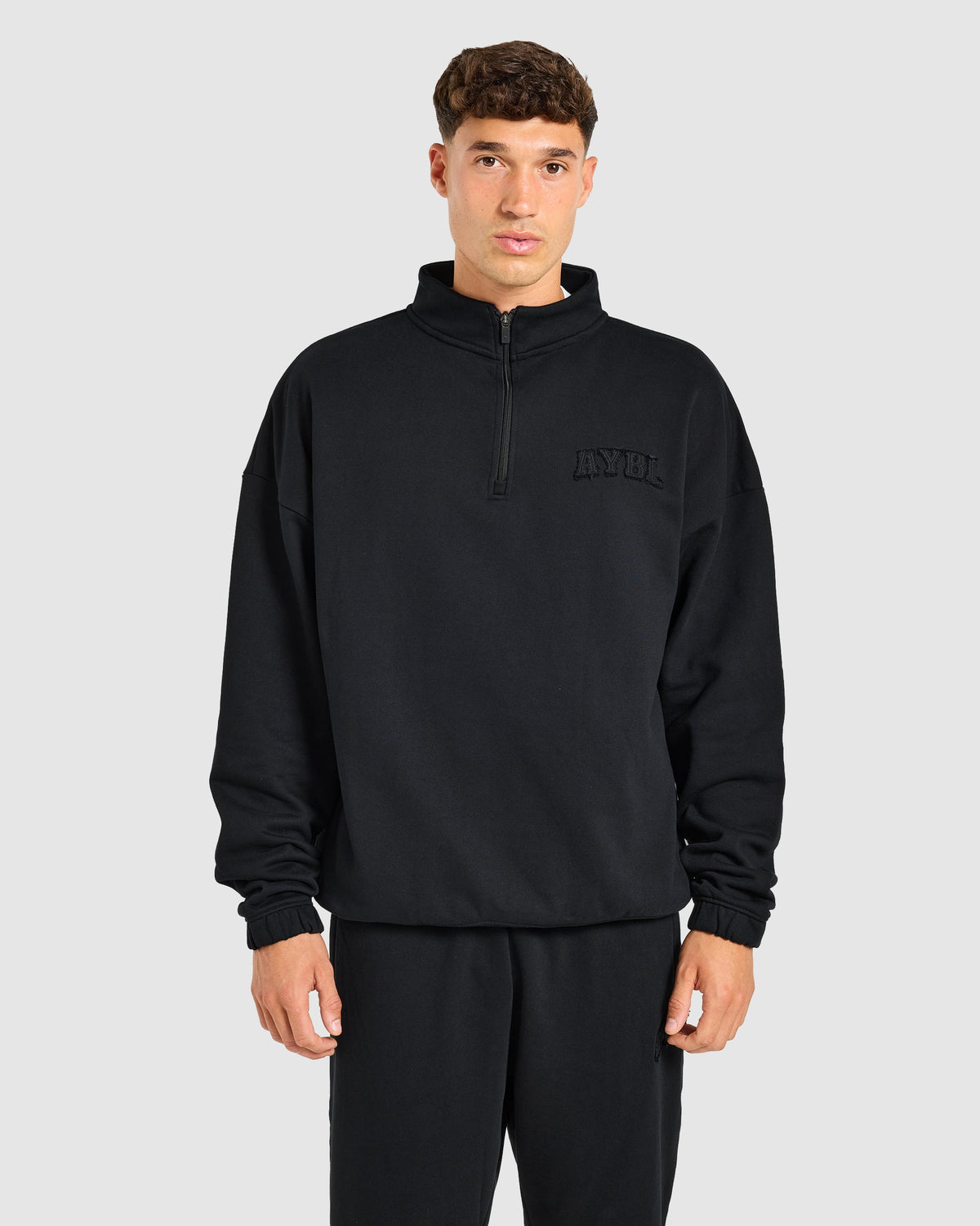 Effortless Oversized 1/4 Zip Pullover - Noir
