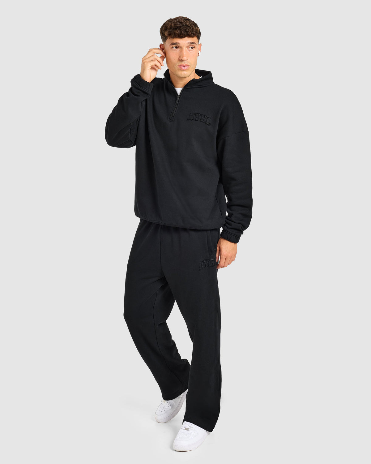 Effortless Oversized 1/4 Zip Pullover - Noir
