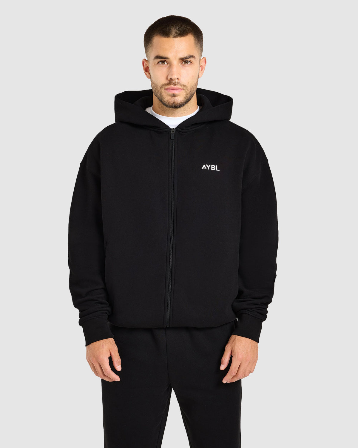 Essential Oversized Full Zip Hoodie - Noir