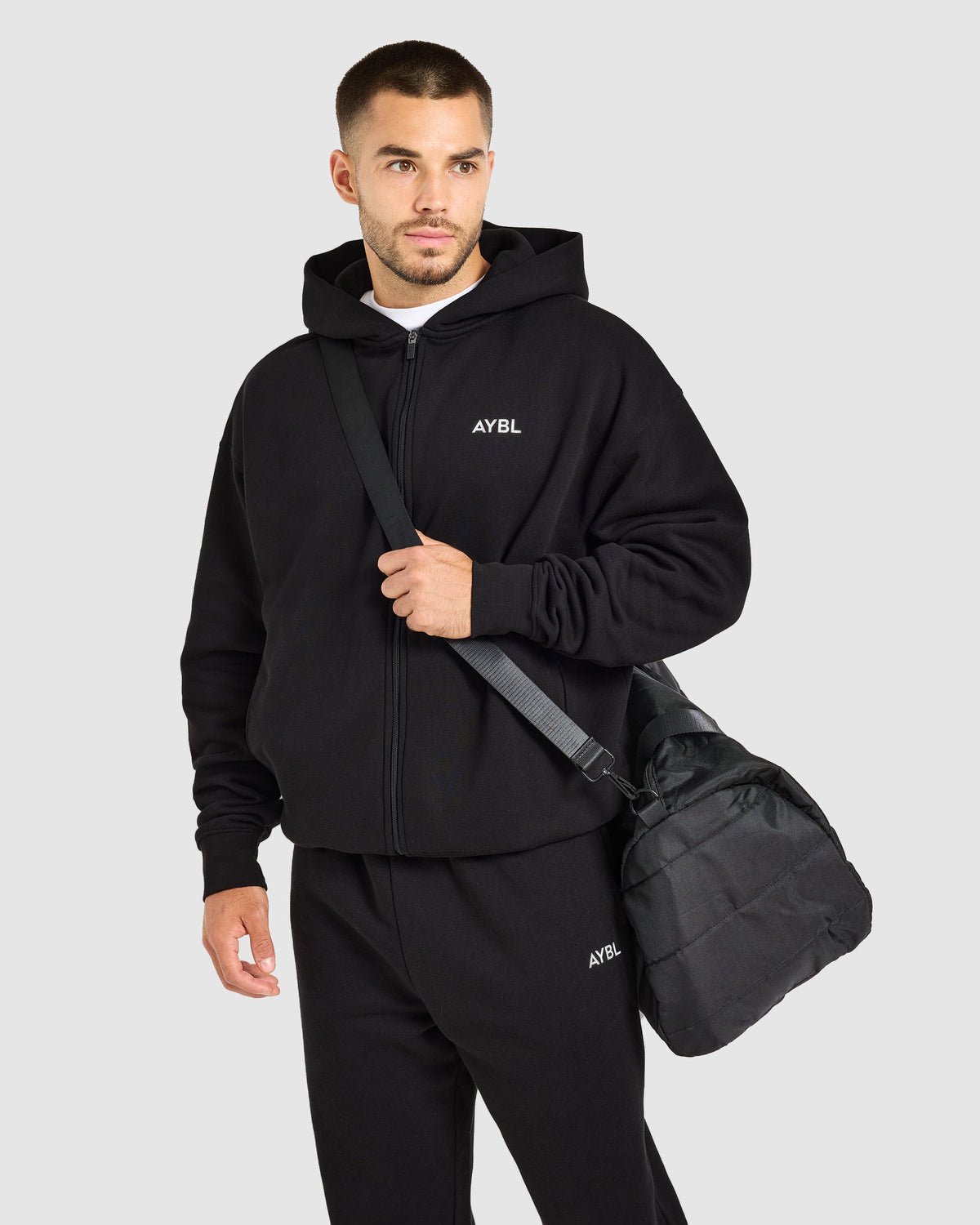 Essential Oversized Full Zip Hoodie - Noir