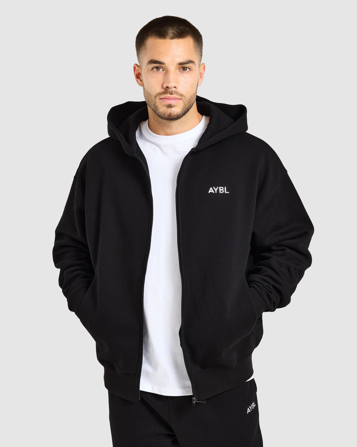 Essential Oversized Full Zip Hoodie - Noir