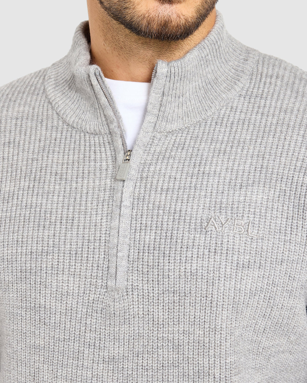 Signature Knitted 1/4 Zip Pullover - Gris Marl