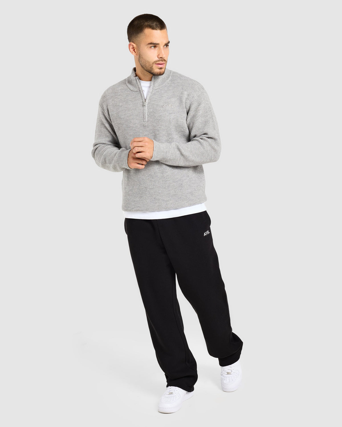 Signature Knitted 1/4 Zip Pullover - Gris Marl