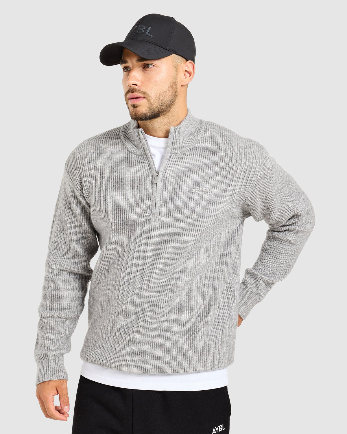 Signature Knitted 1/4 Zip Pullover - Gris Marl