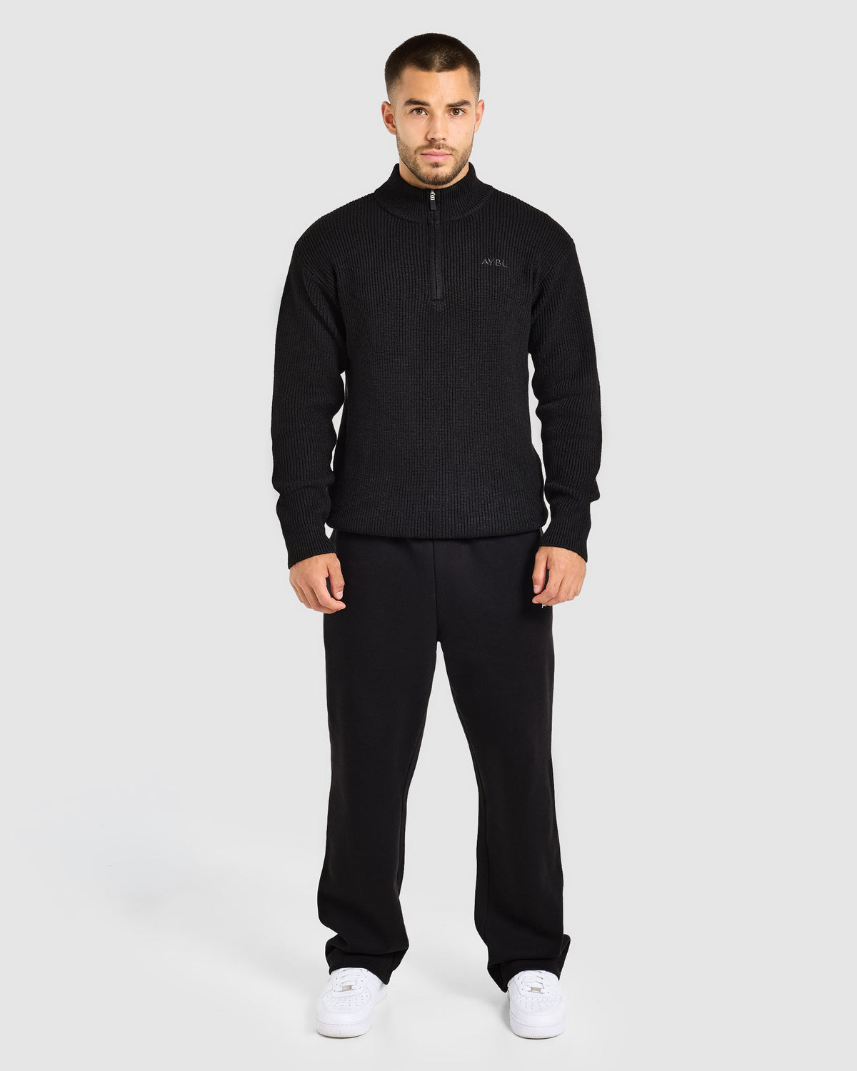Signature Knitted 1/4 Zip Pullover - Noir