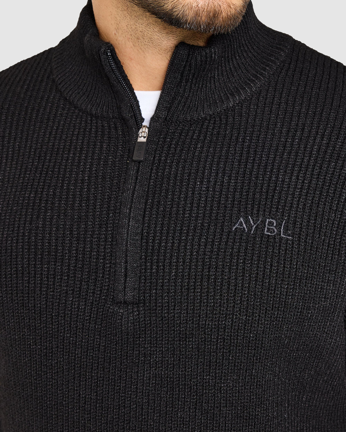 Signature Knitted 1/4 Zip Pullover - Noir