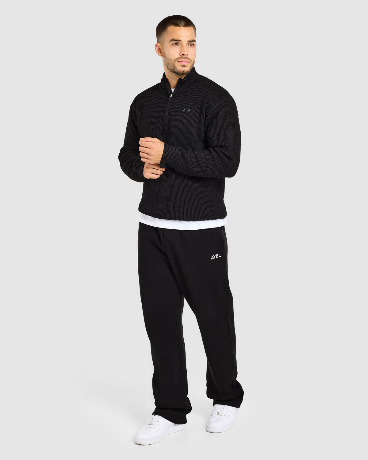 Signature Knitted 1/4 Zip Pullover - Noir