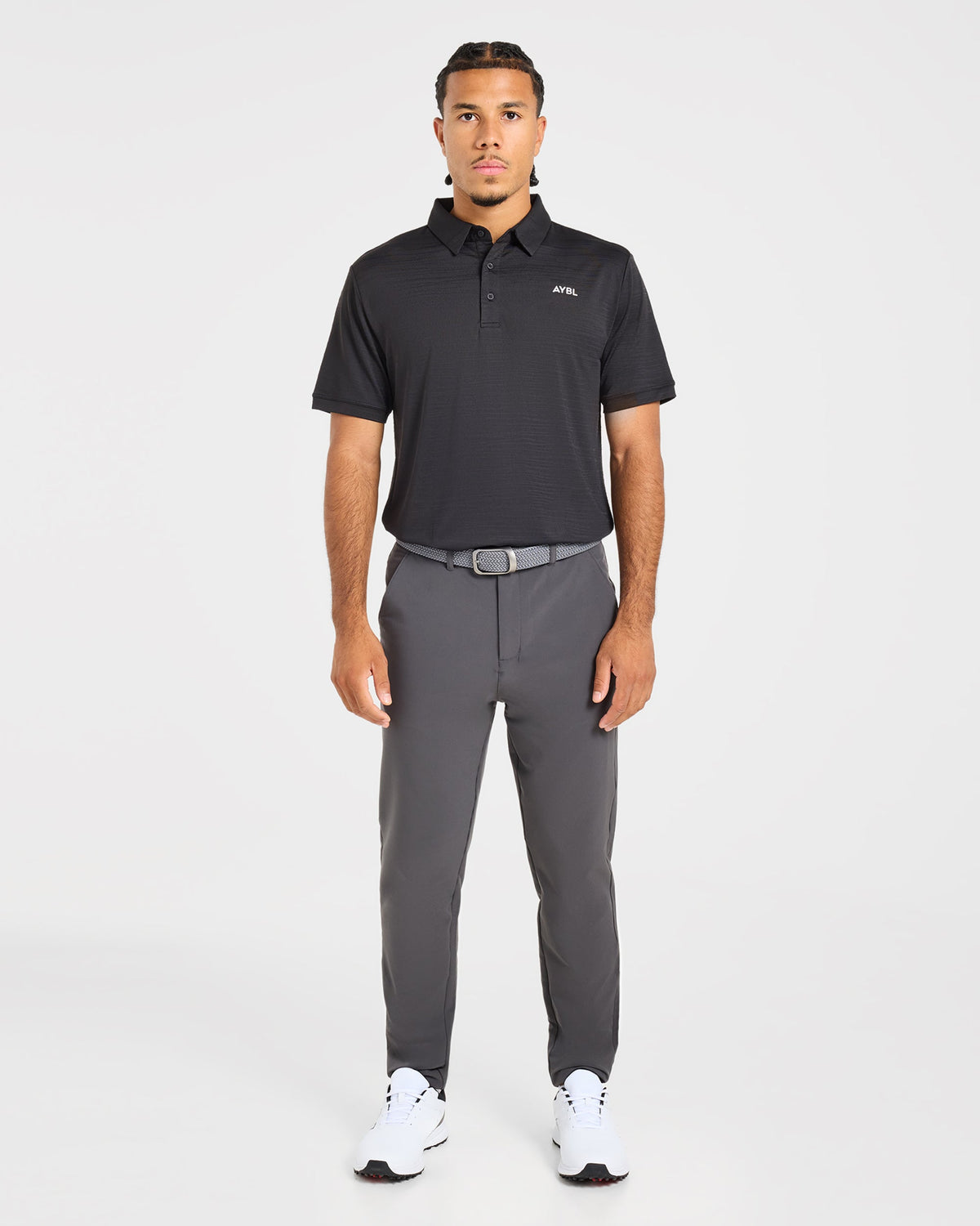 Precision Textured Stripe Polo - Noir