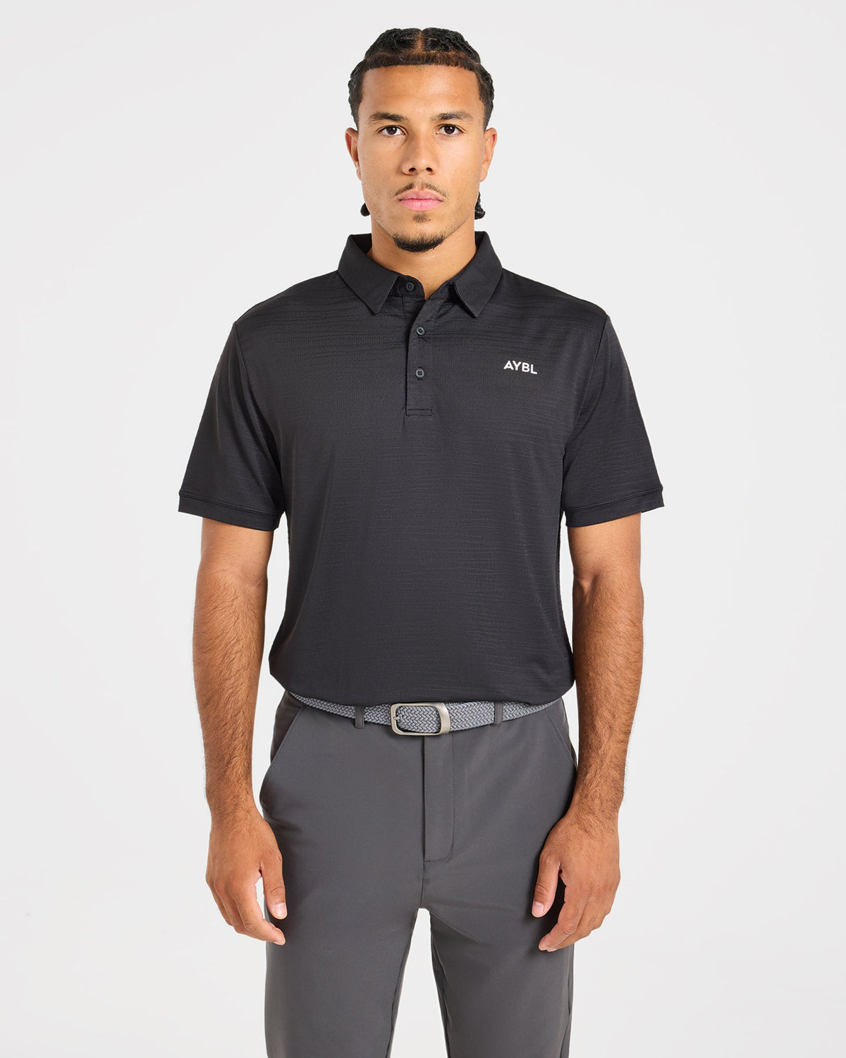 Precision Textured Stripe Polo - Noir