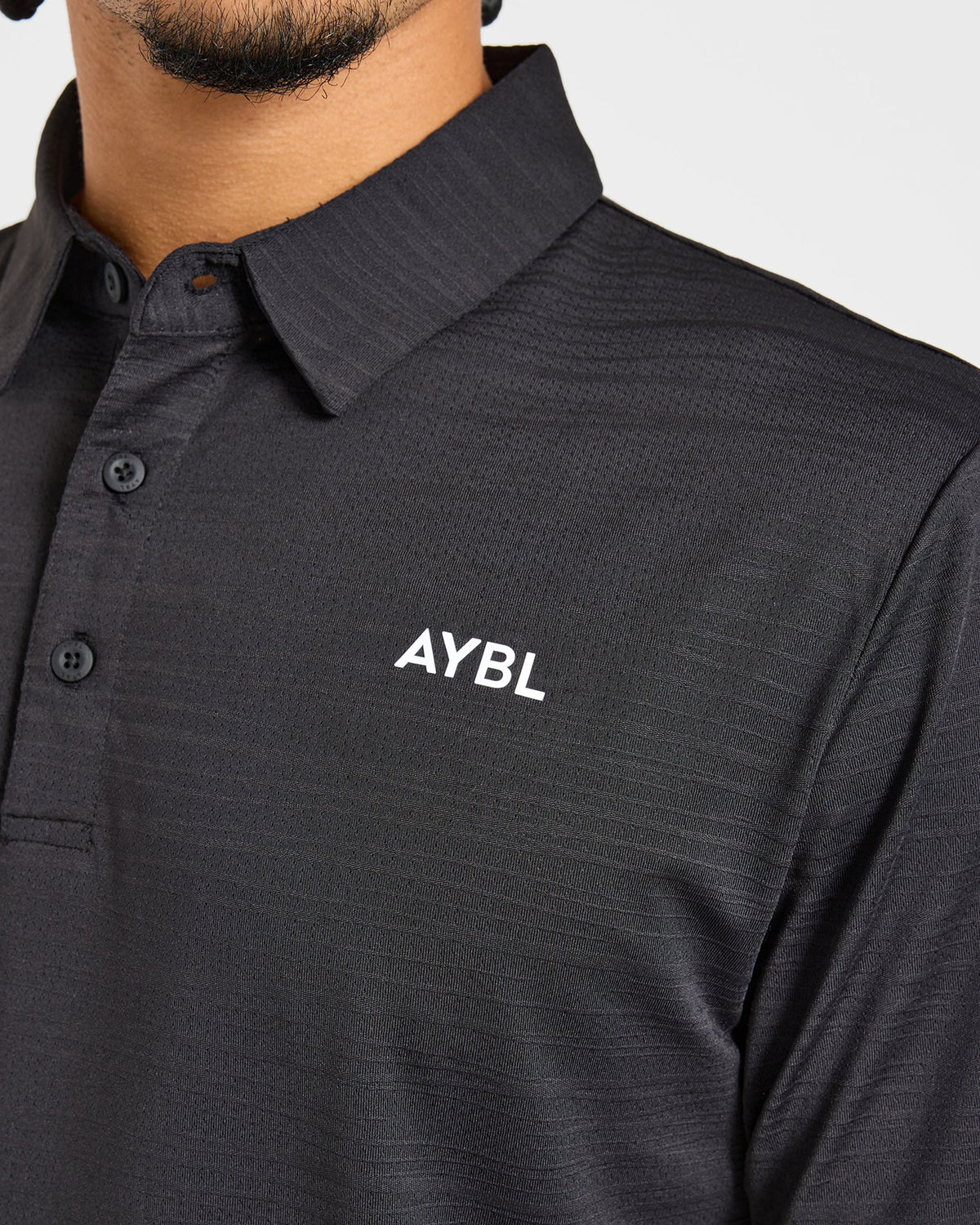 Precision Textured Stripe Polo - Noir