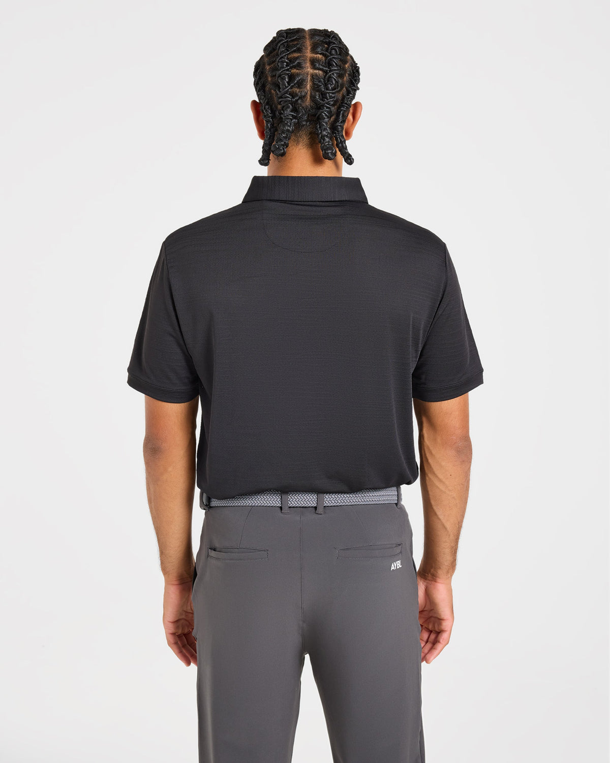 Precision Textured Stripe Polo - Noir