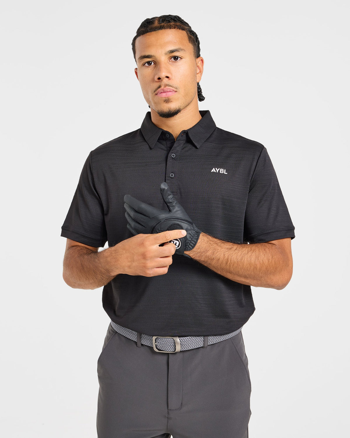 Precision Textured Stripe Polo - Noir