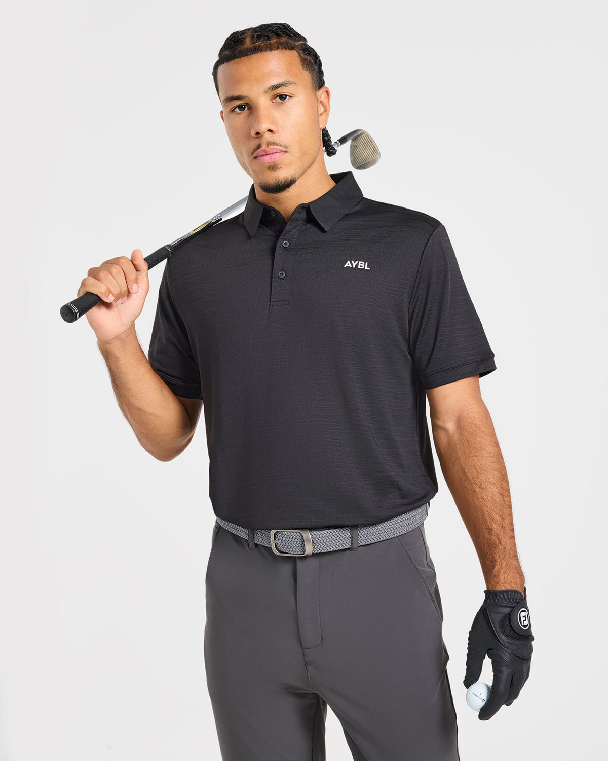 Precision Textured Stripe Polo - Noir