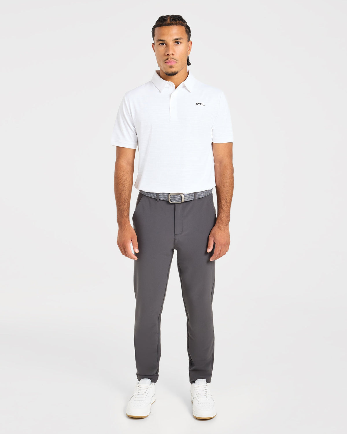 Precision Textured Stripe Polo - Off Blanc
