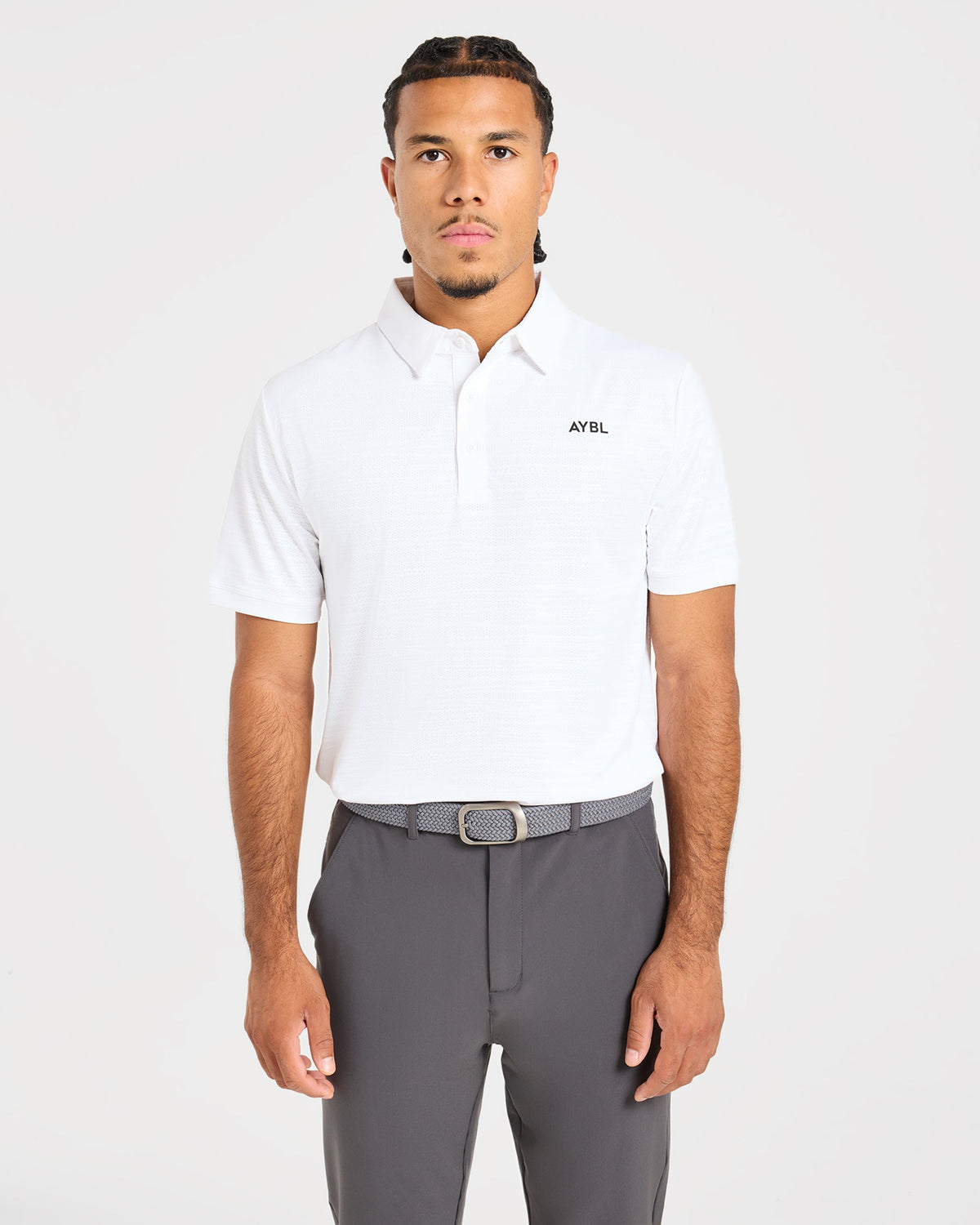 Precision Textured Stripe Polo - Off Blanc