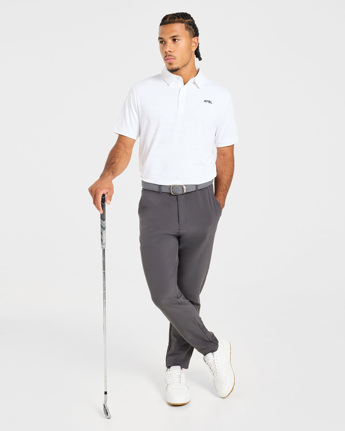 Precision Textured Stripe Polo - Off Blanc