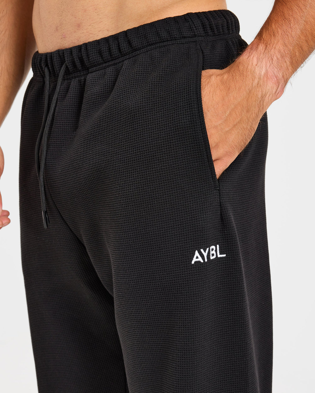 Waffle Oversized Straight Leg Joggers - Noir