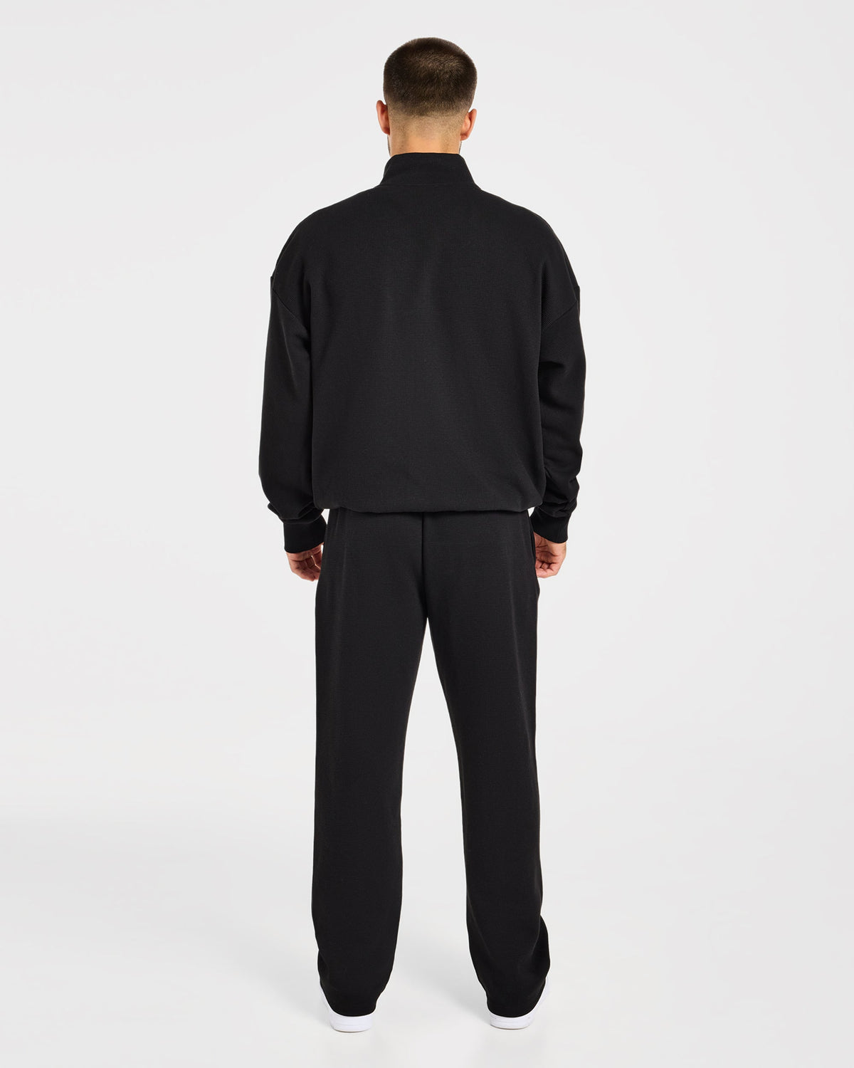 Waffle Oversized Straight Leg Joggers - Noir