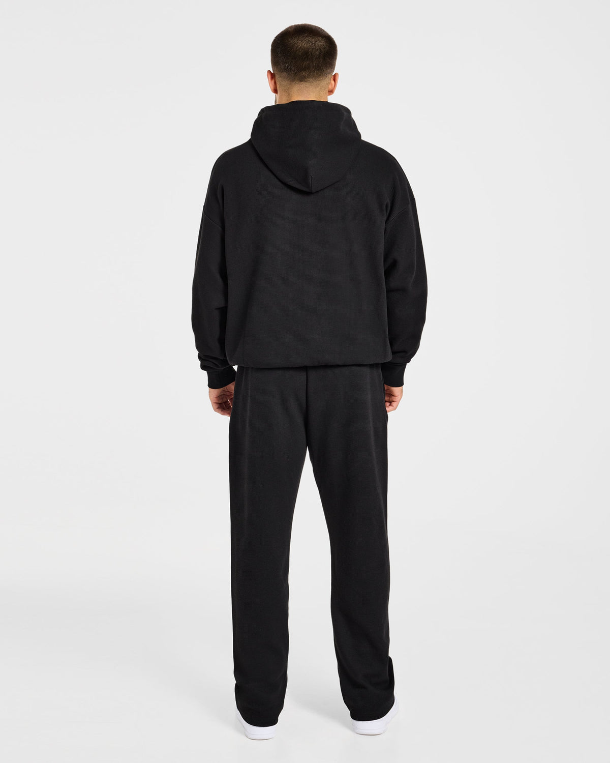 Waffle Oversized Full Zip Hoodie - Noir
