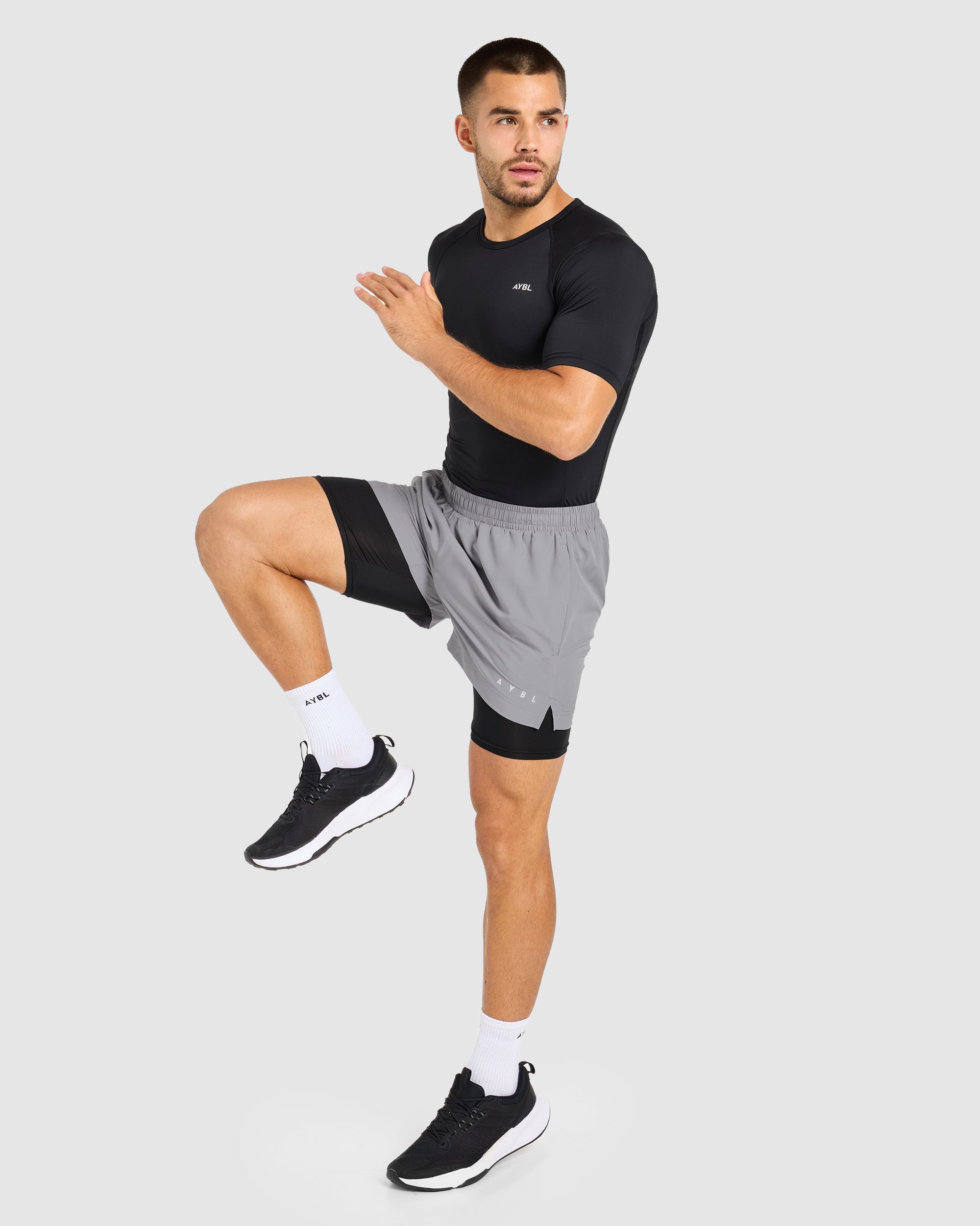 Core 2 in 1 Shorts - Gris/Noir