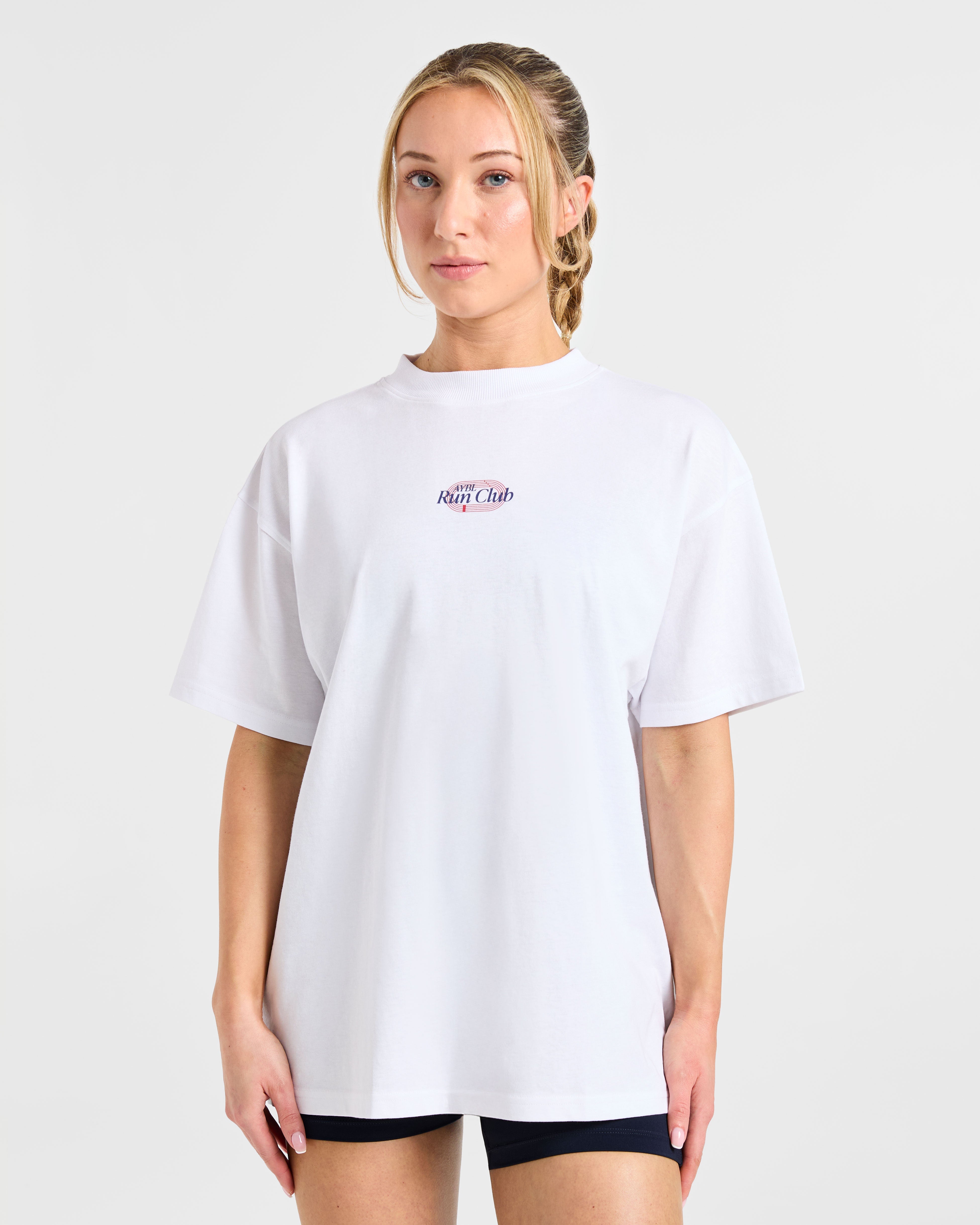 Run Club Oversized  T Shirt - Blanc