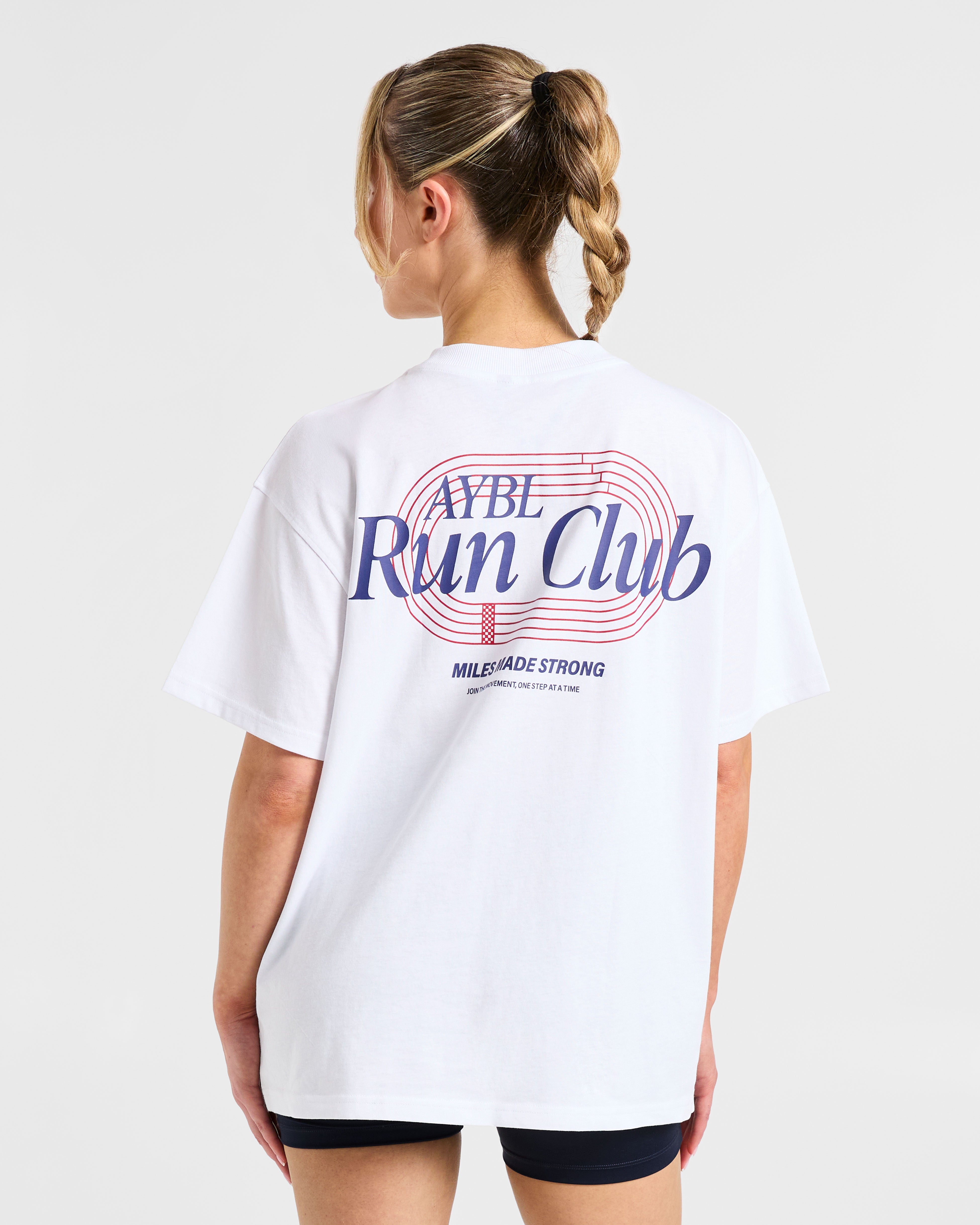 Run Club Oversized  T Shirt - Blanc