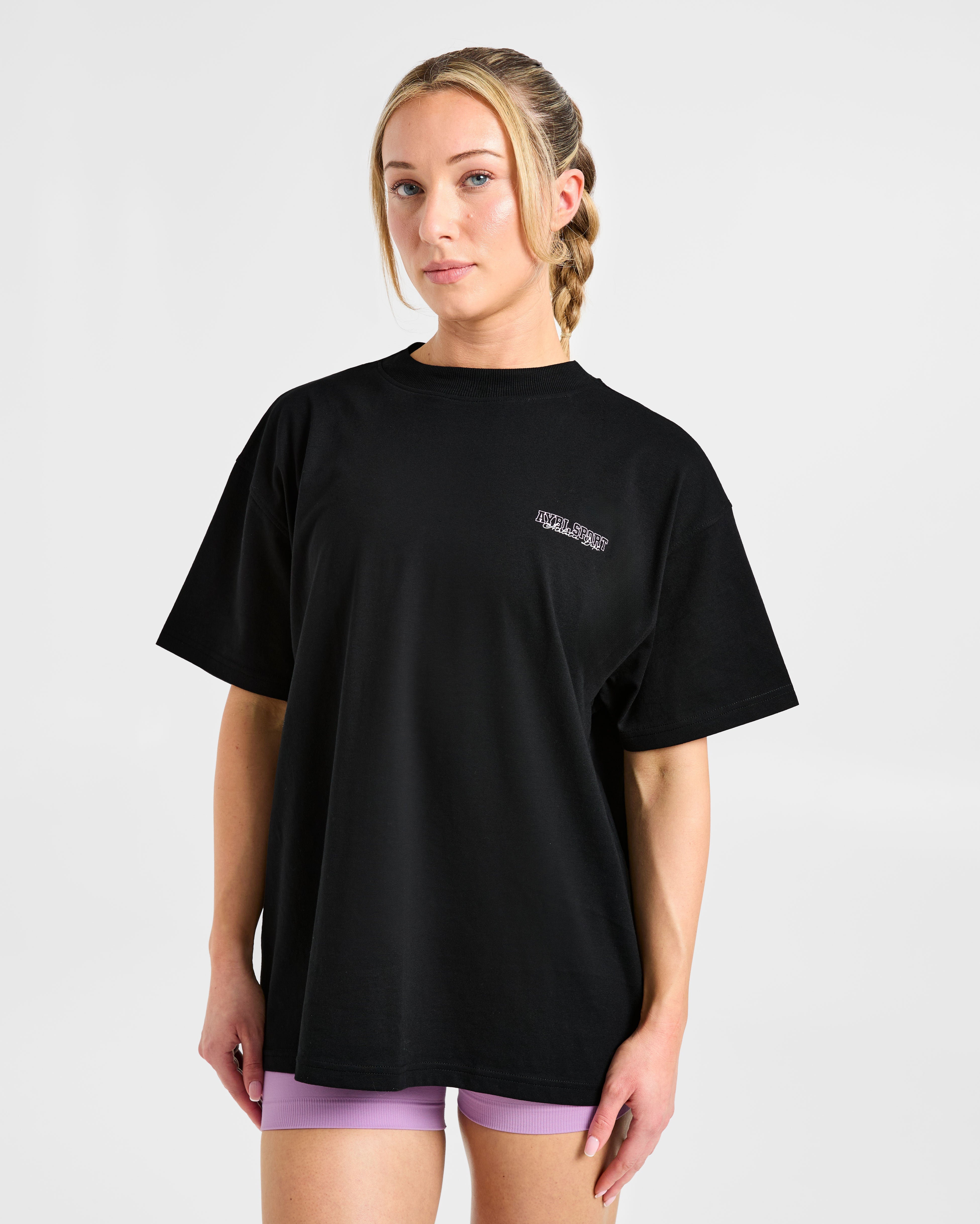 Varsity Dept Oversized T Shirt - Noir/Lilac