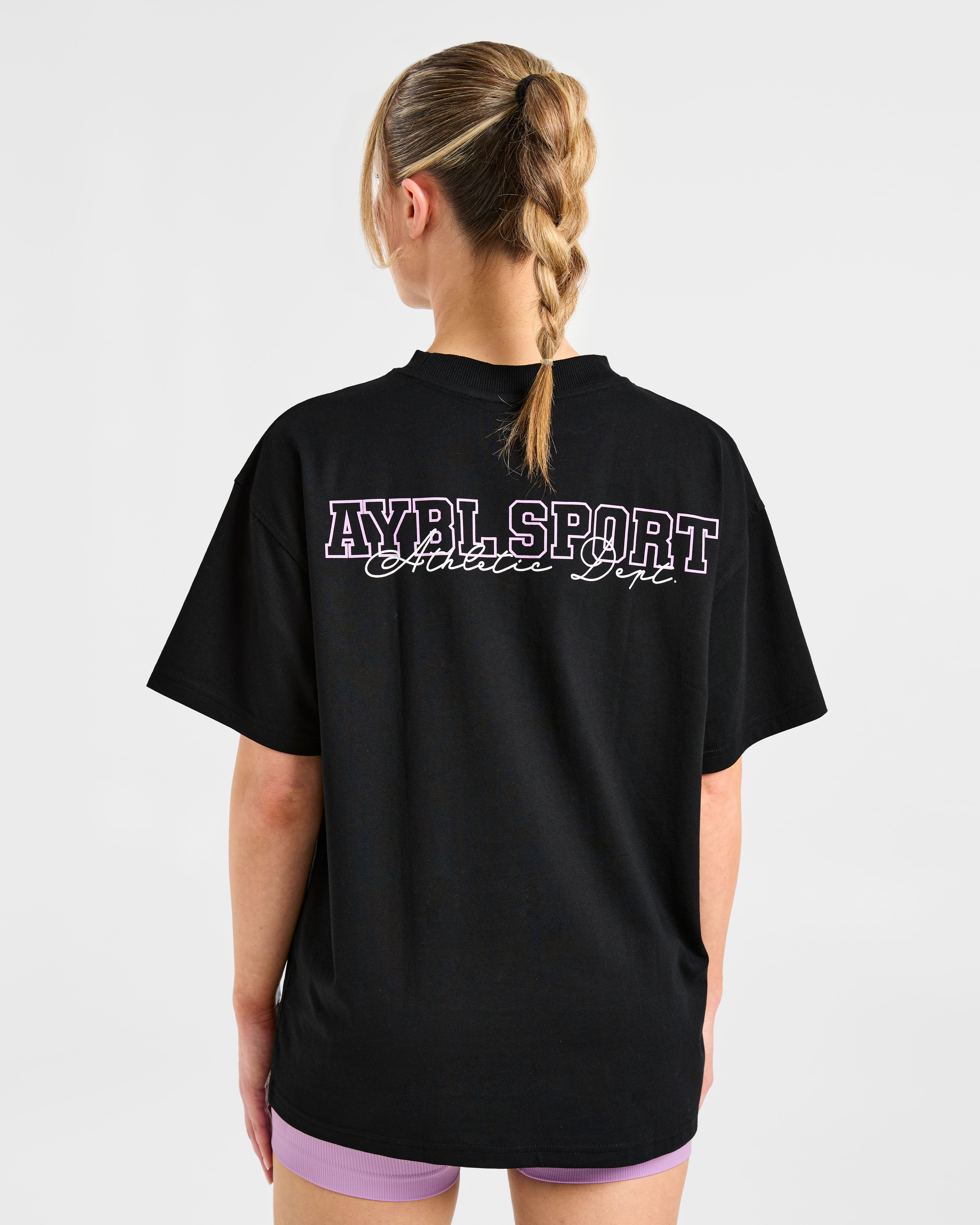 Varsity Dept Oversized T Shirt - Noir/Lilac