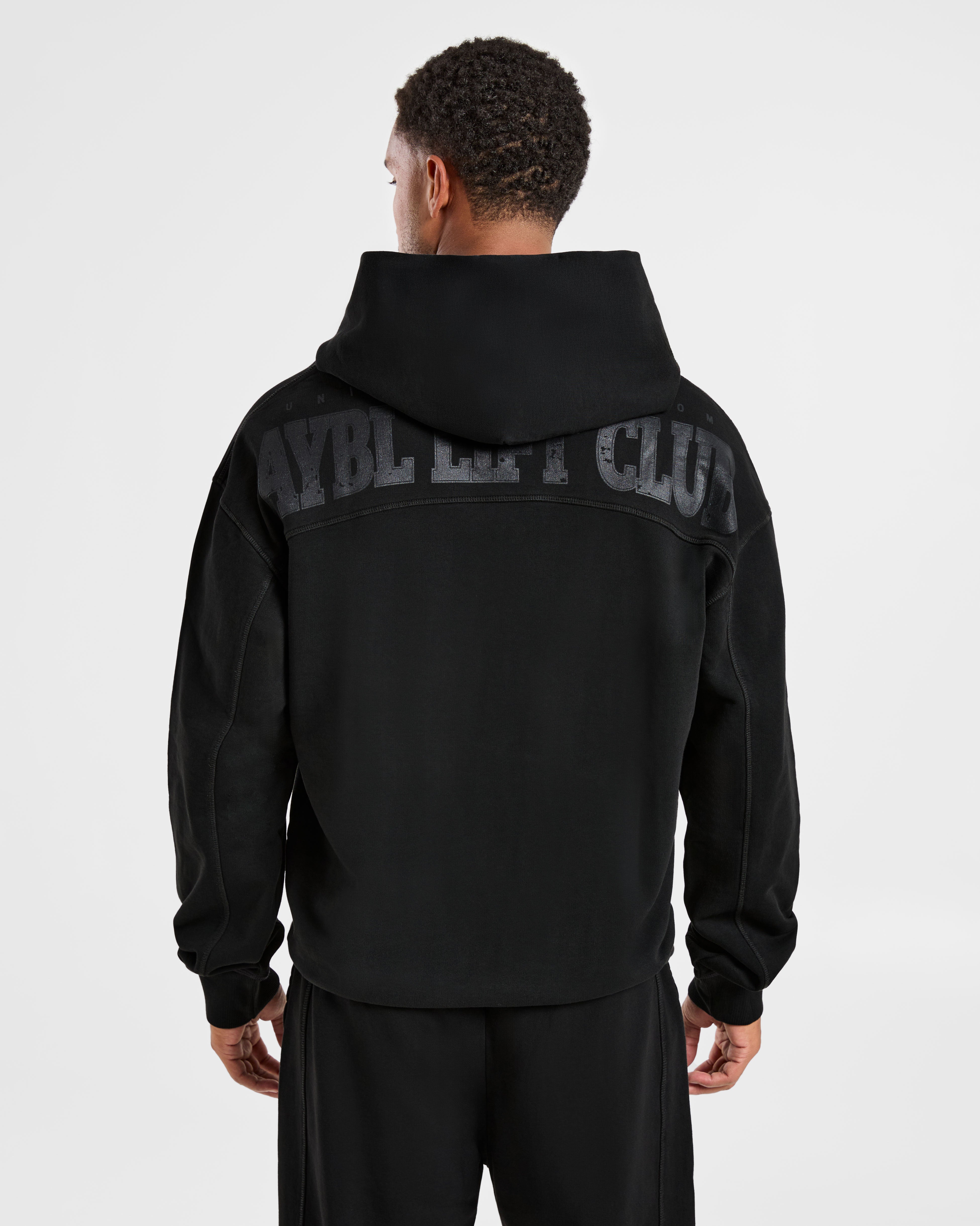 Lift Club Distressed Hoodie - Noir/Charcoal