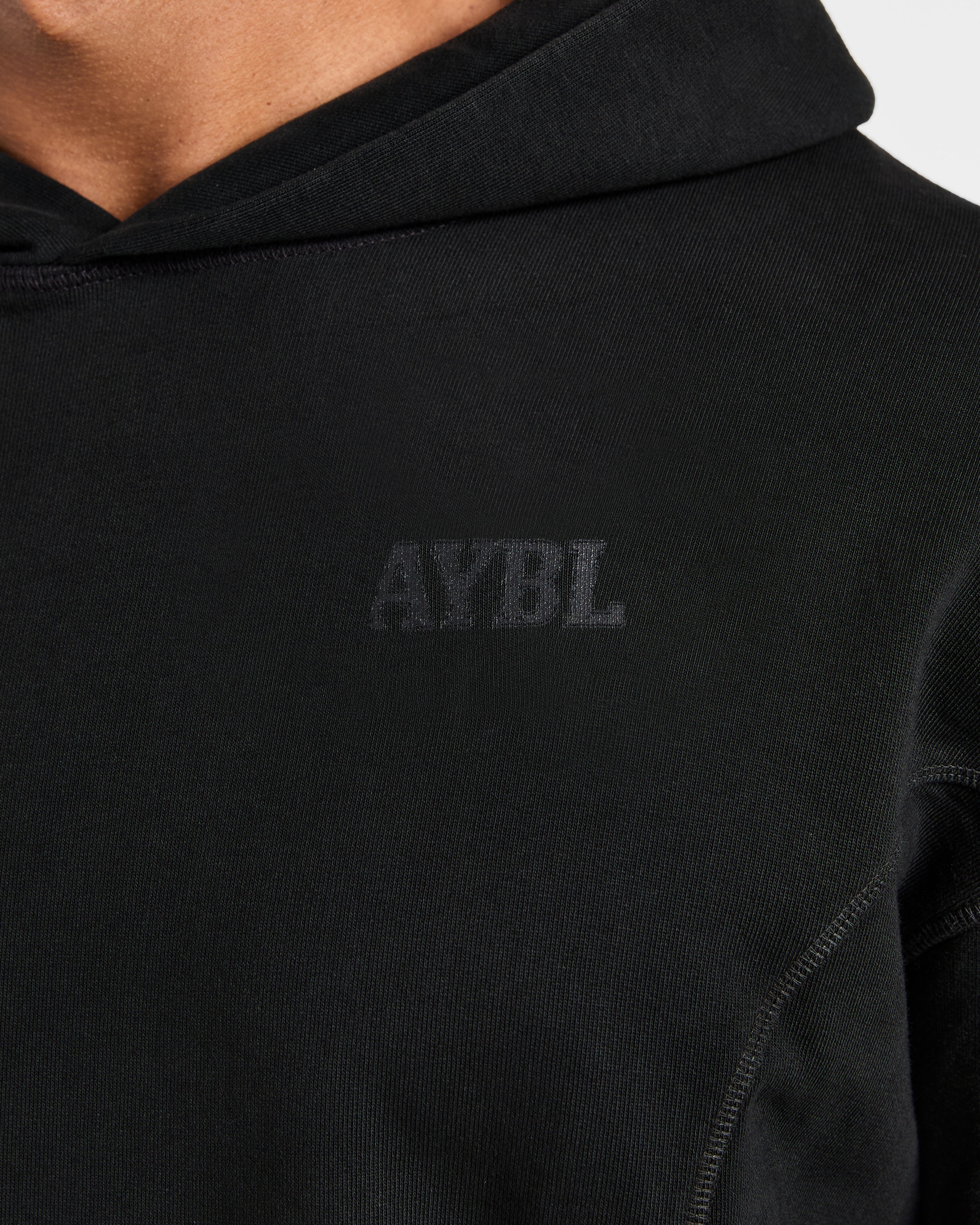 Lift Club Distressed Hoodie - Noir/Charcoal