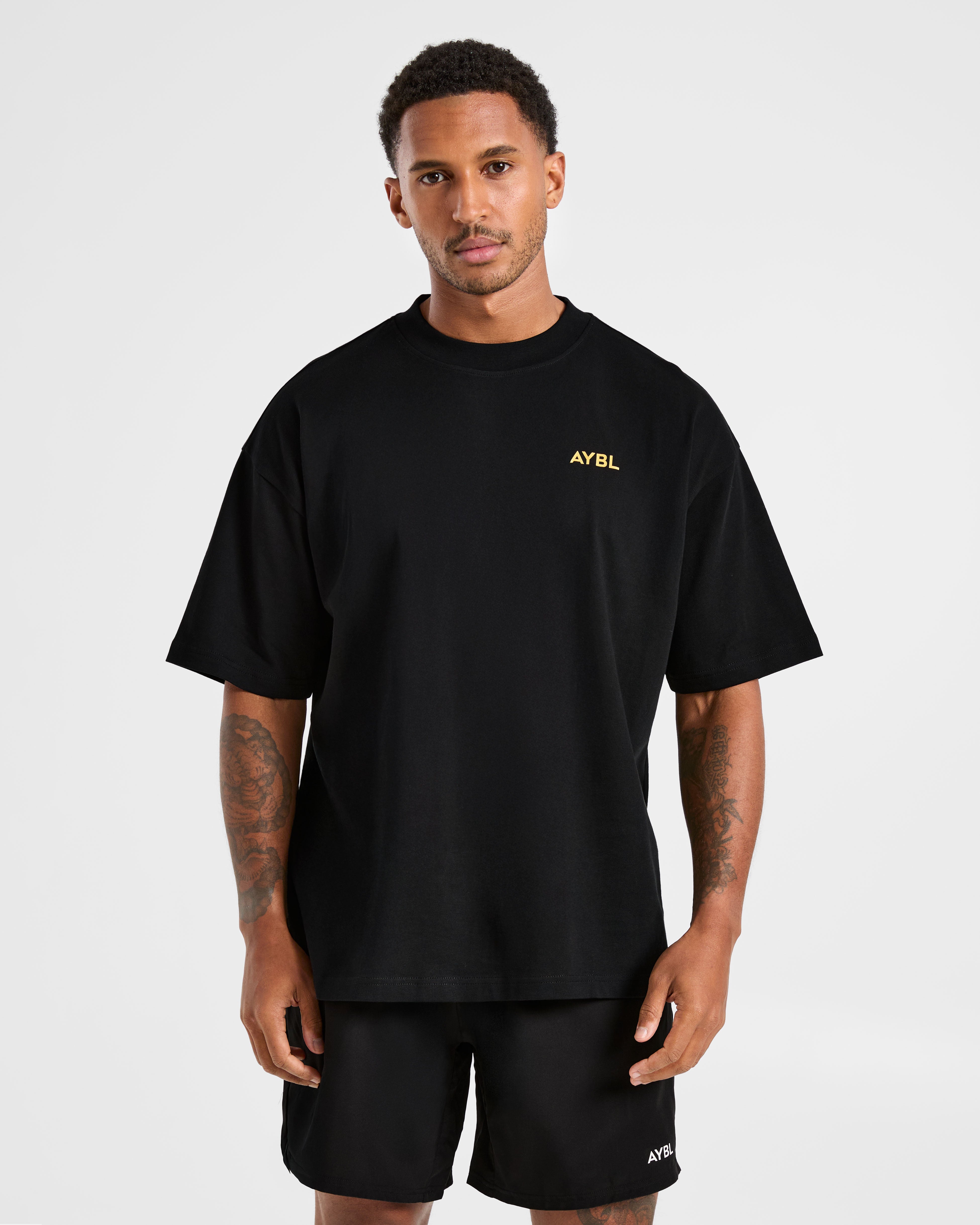 Essential Oversized T Shirt - Noir/Mango Jaune