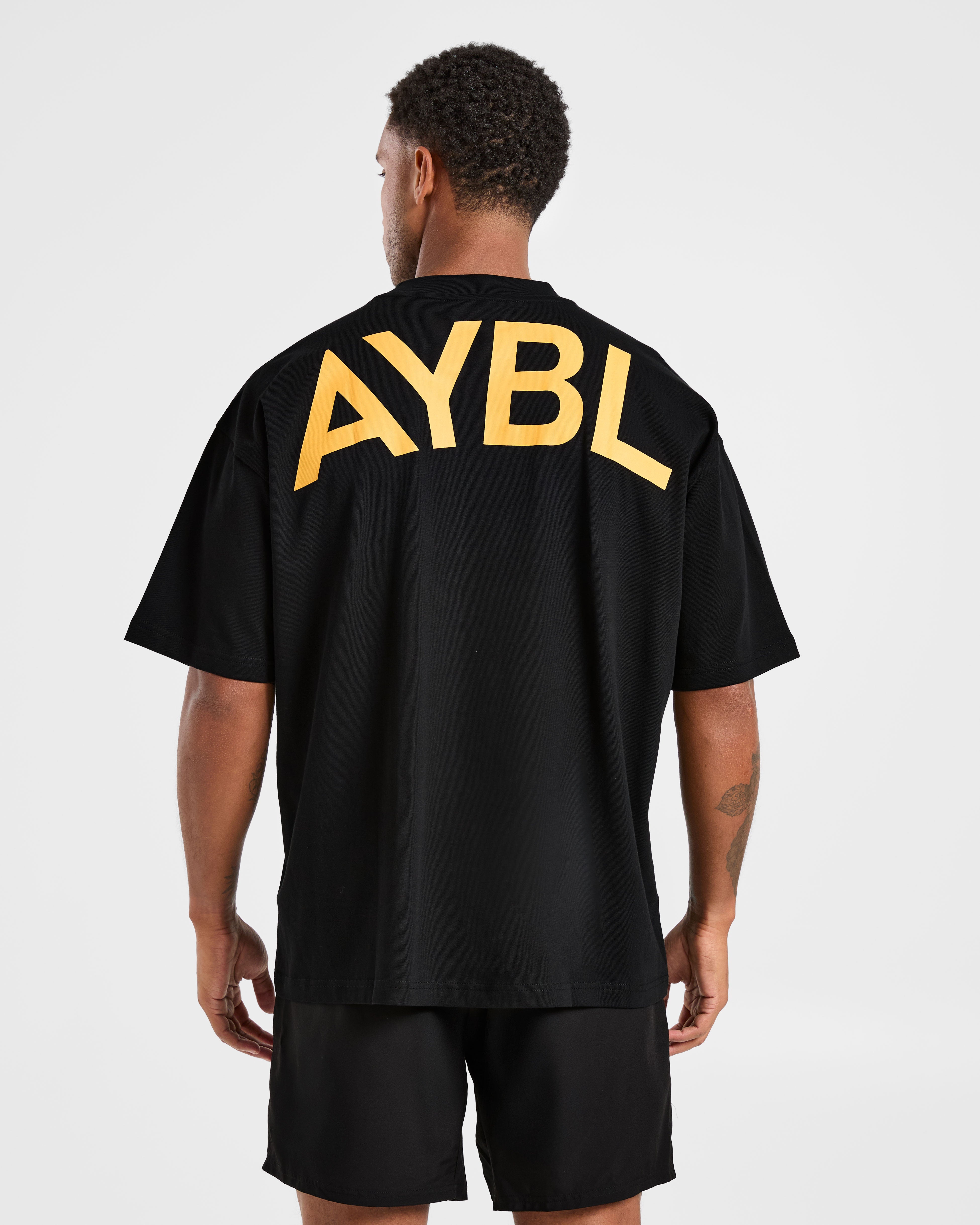 Essential Oversized T Shirt - Noir/Mango Jaune