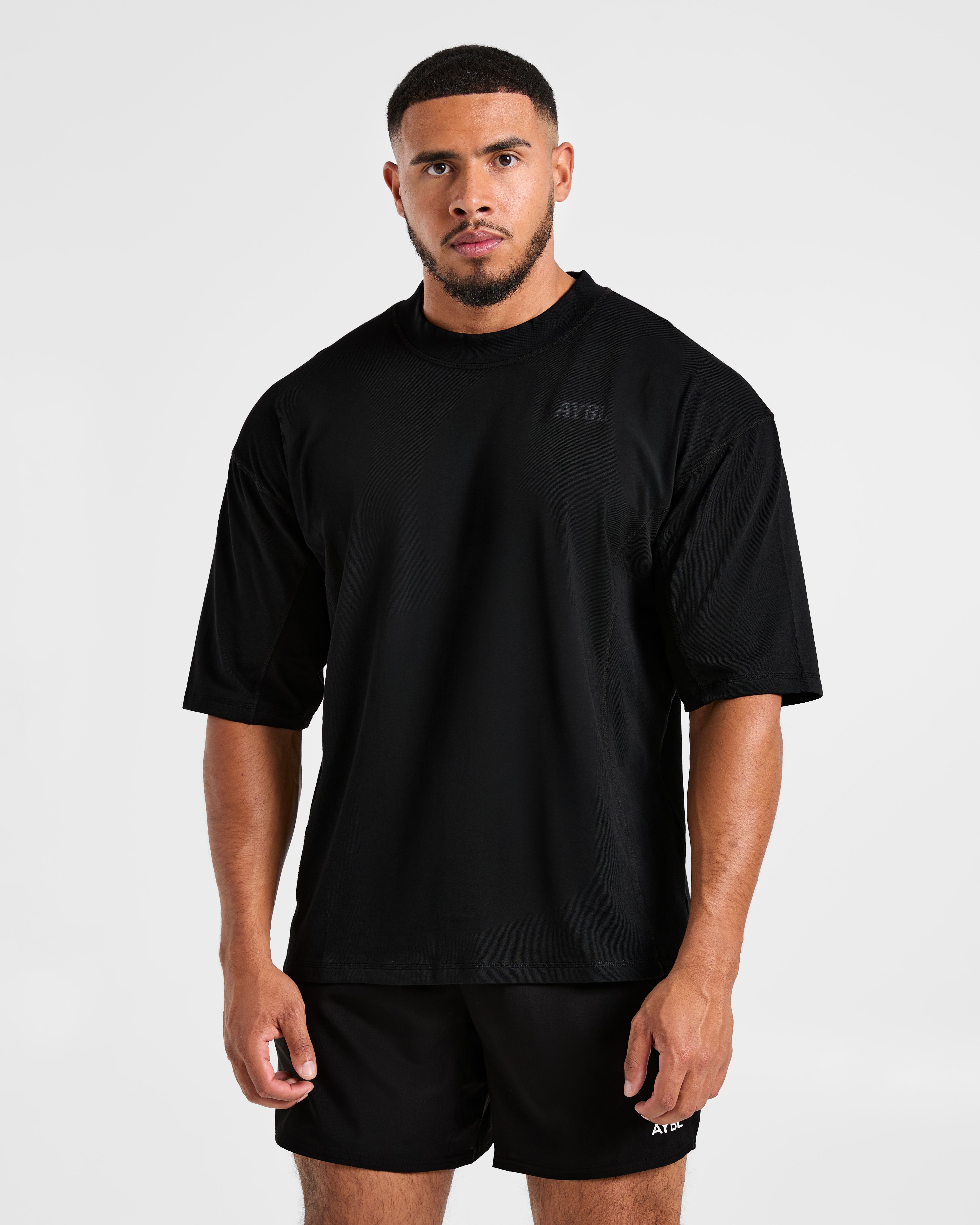 Lift Club Distressed Oversized T Shirt - Noir/Charcoal