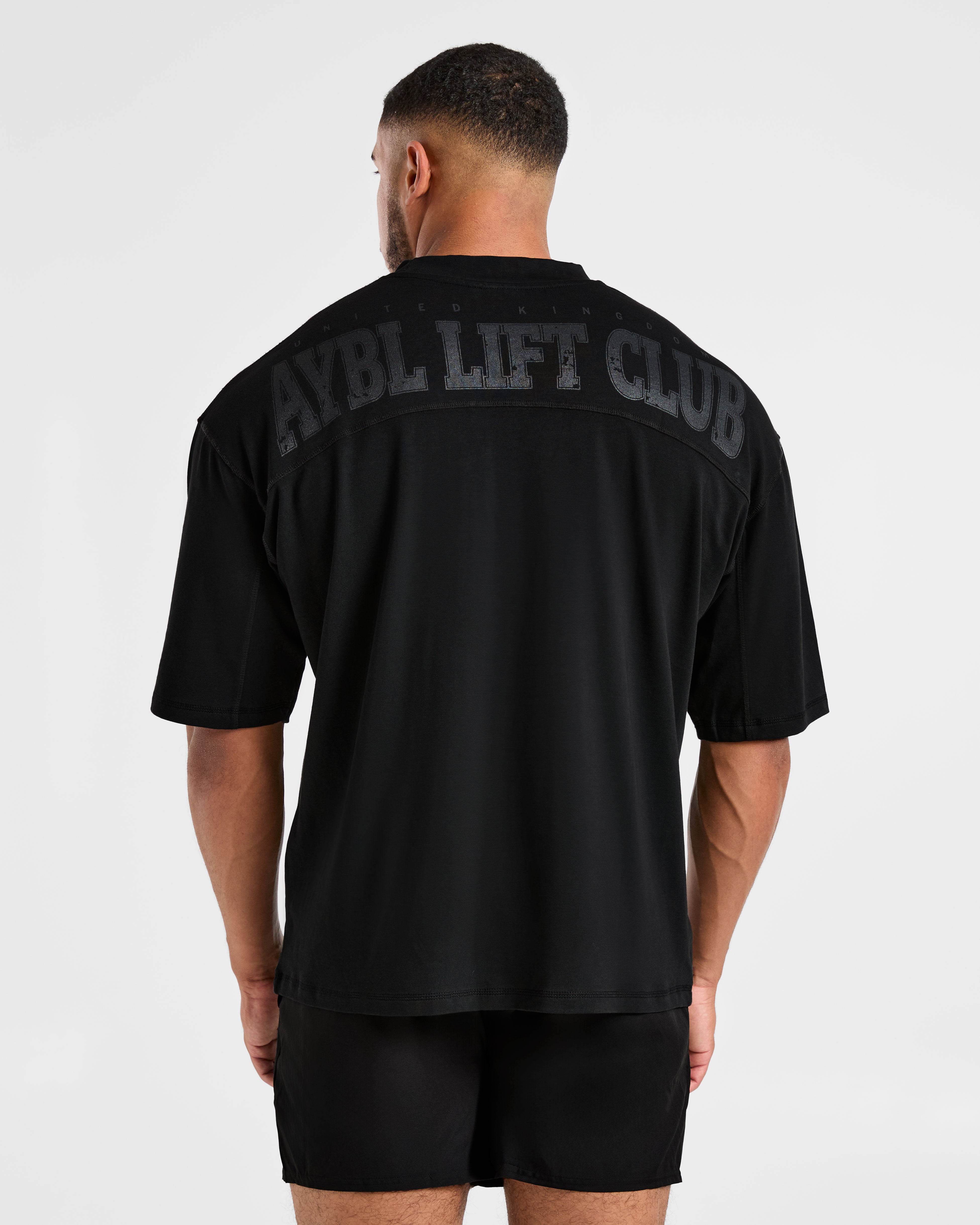 Lift Club Distressed Oversized T Shirt - Noir/Charcoal