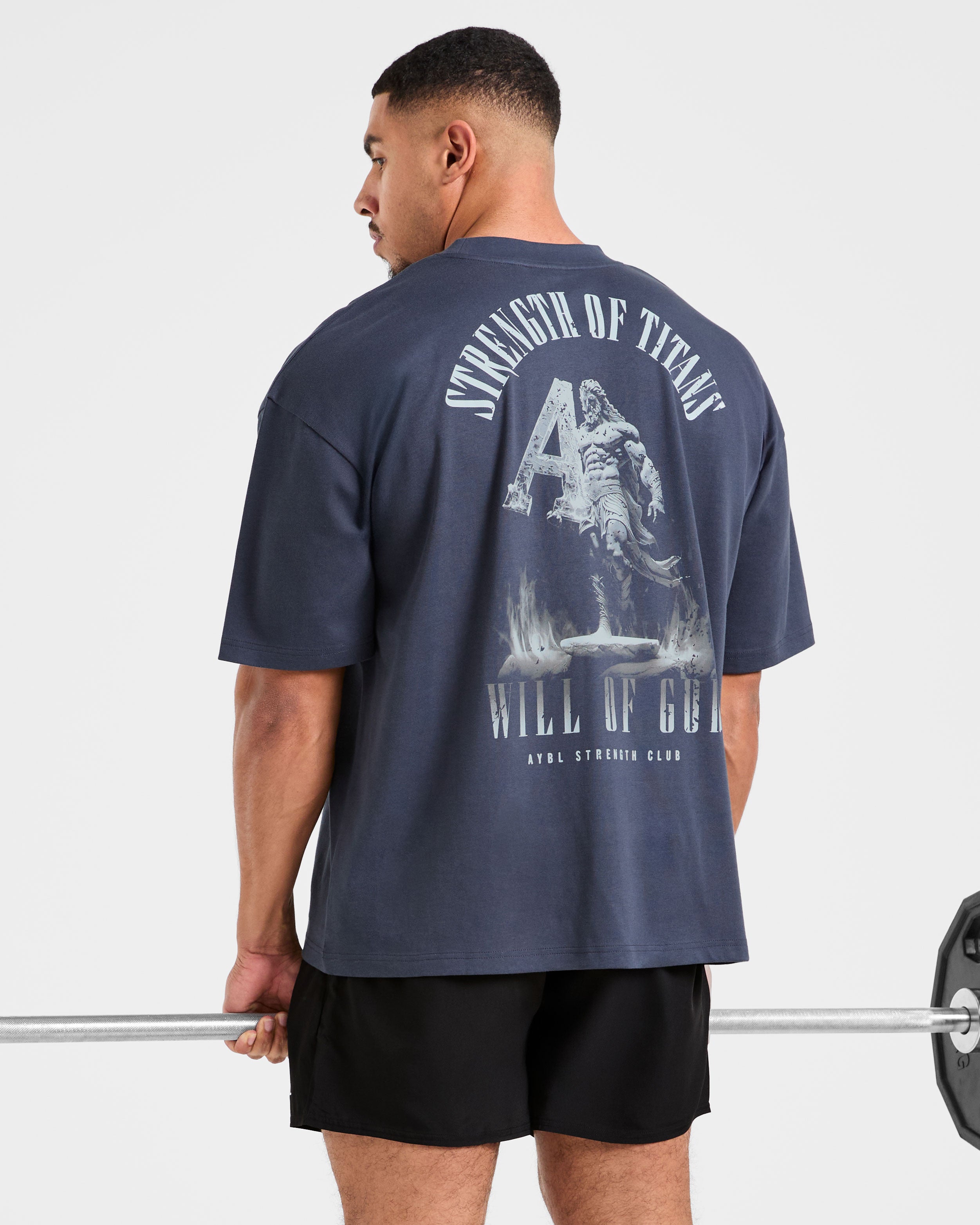 Strength Of Titans Oversized T Shirt - Deep Ocean Bleu