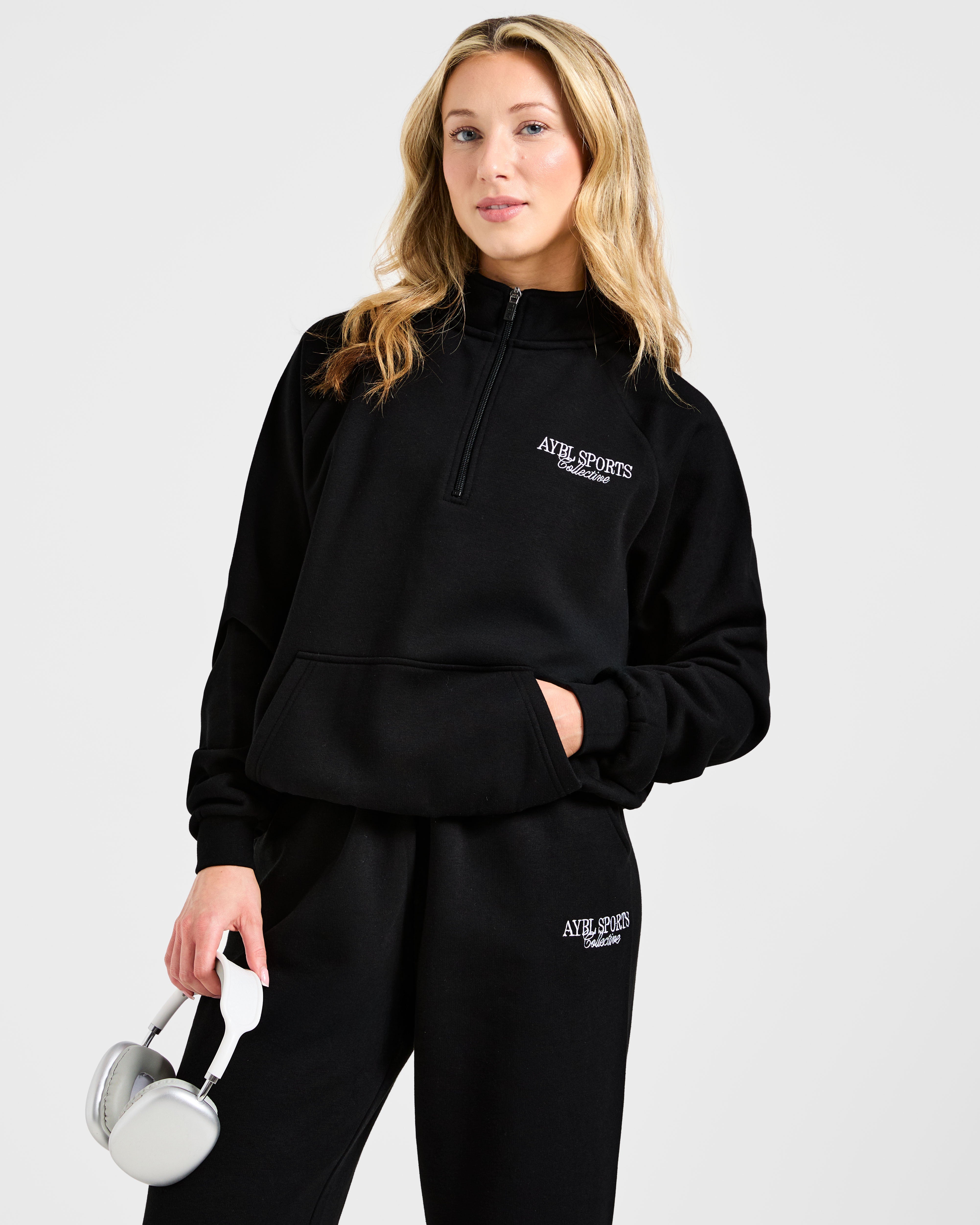 Sports Collective Oversized 1/4 Zip Pullover - Noir