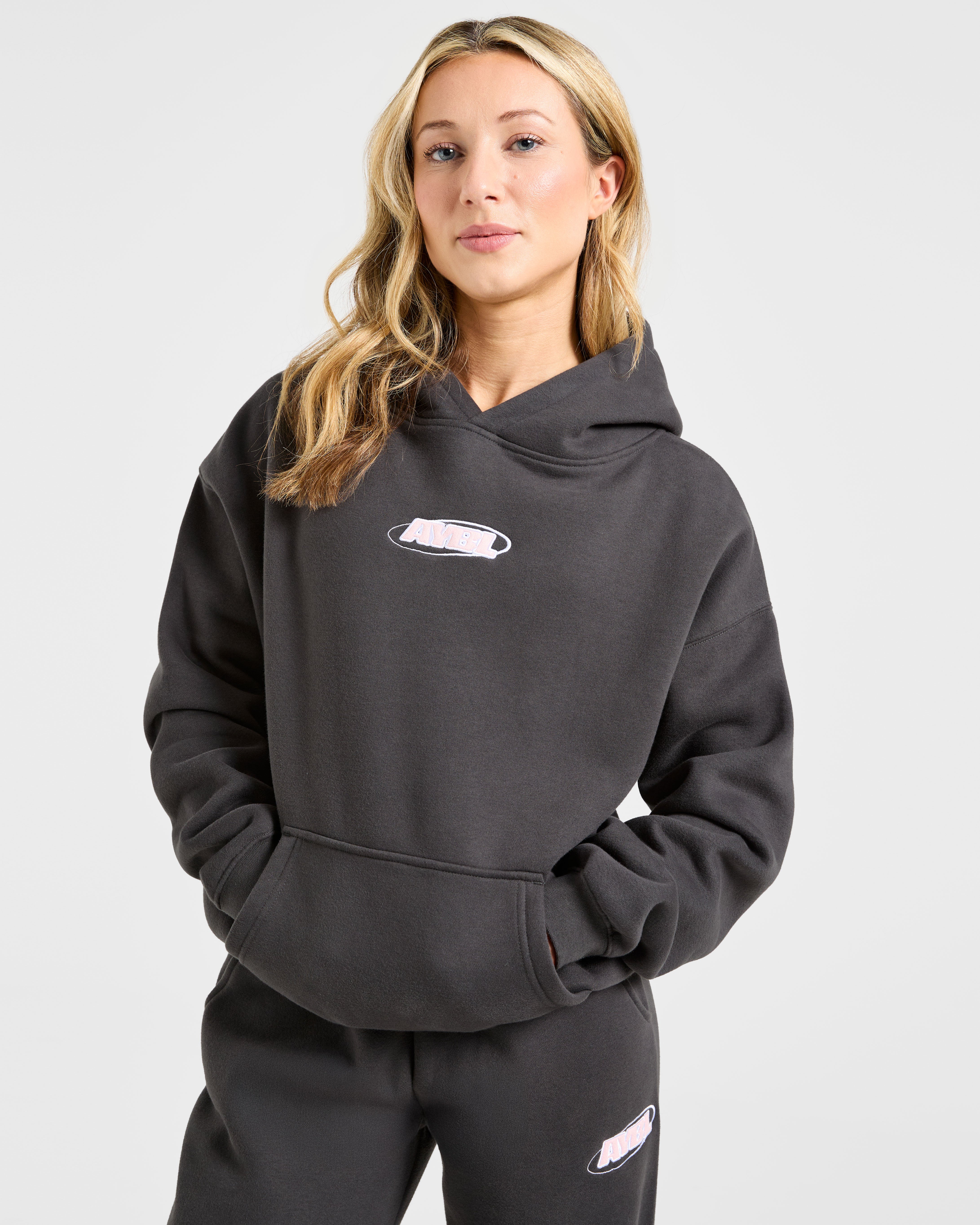 Sports Essentials Oversized Hoodie - Charcoal/Rose