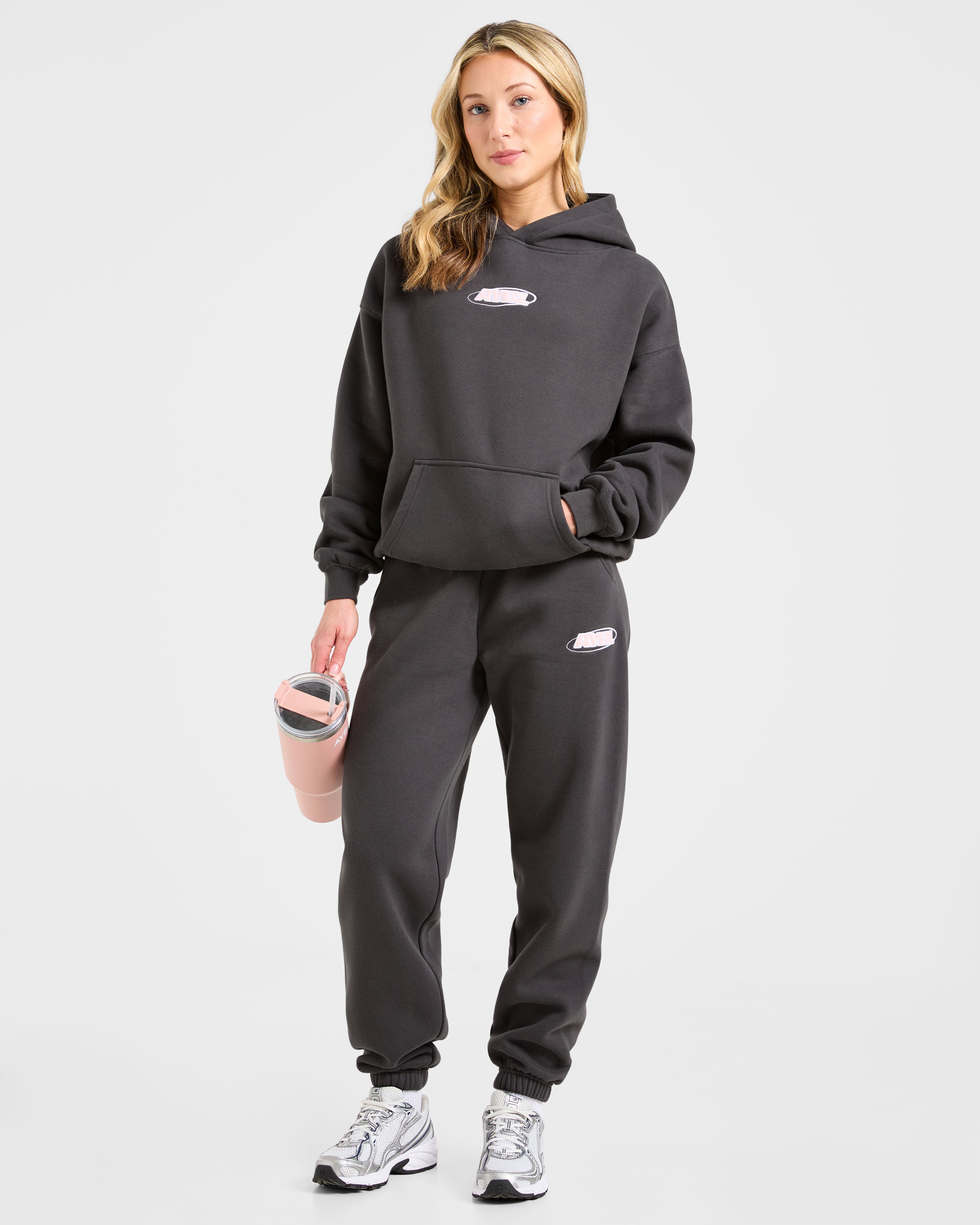 Sports Essentials Oversized Joggers - Charcoal/Rose