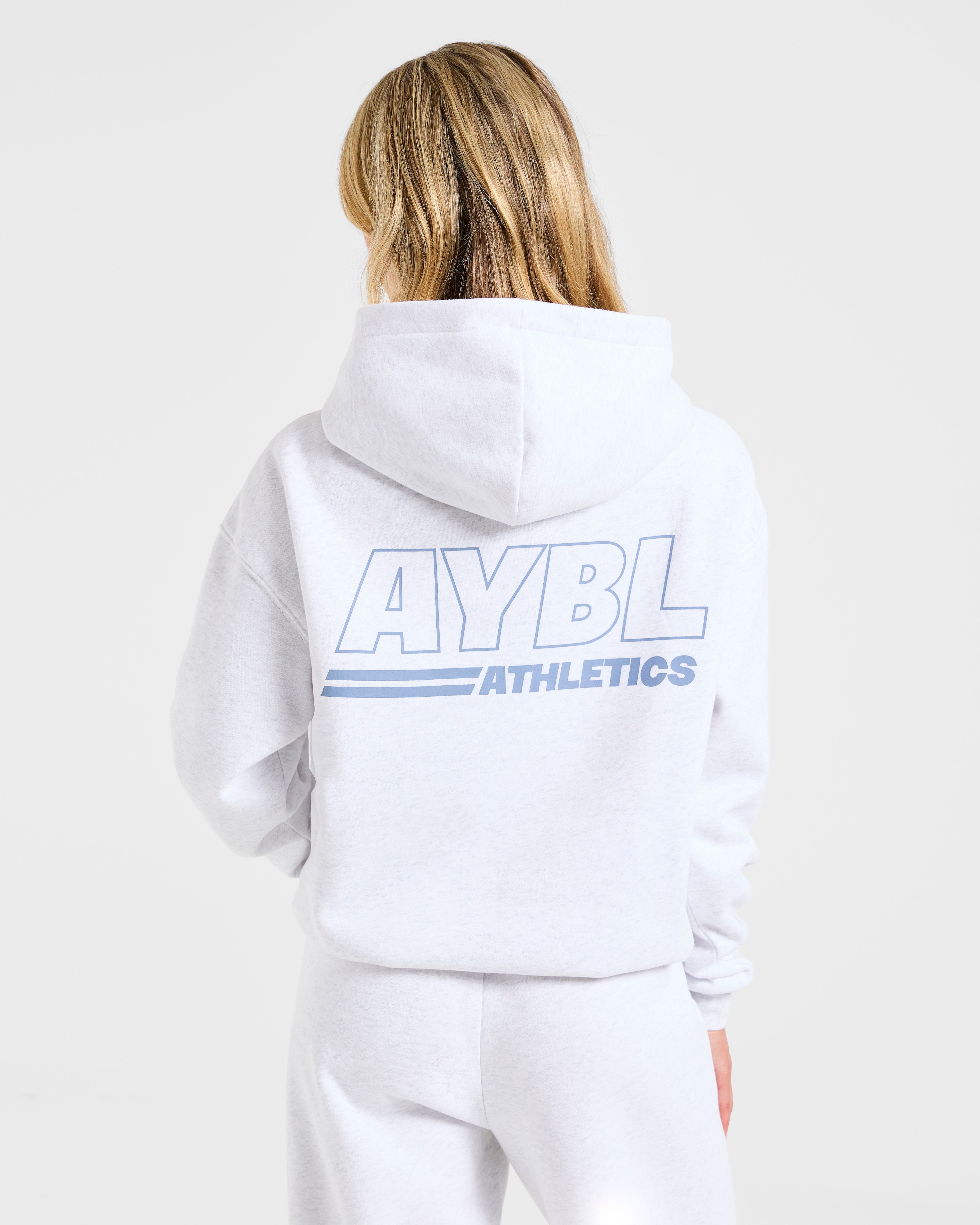 Athletics Track Oversized Hoodie - Heather Gris/Slate Bleu
