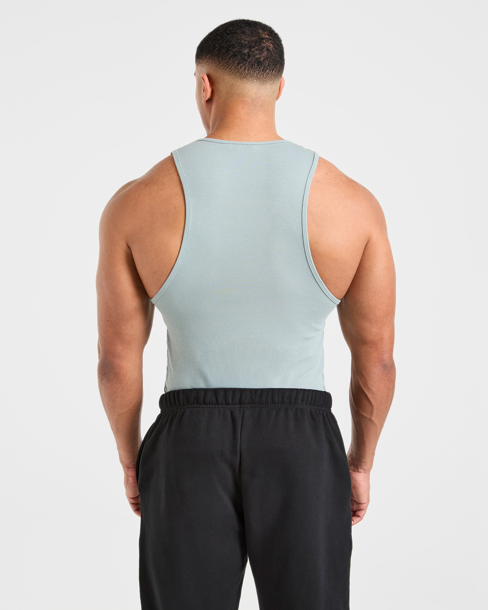 Muscle Ribbed Tank - Stone Bleu