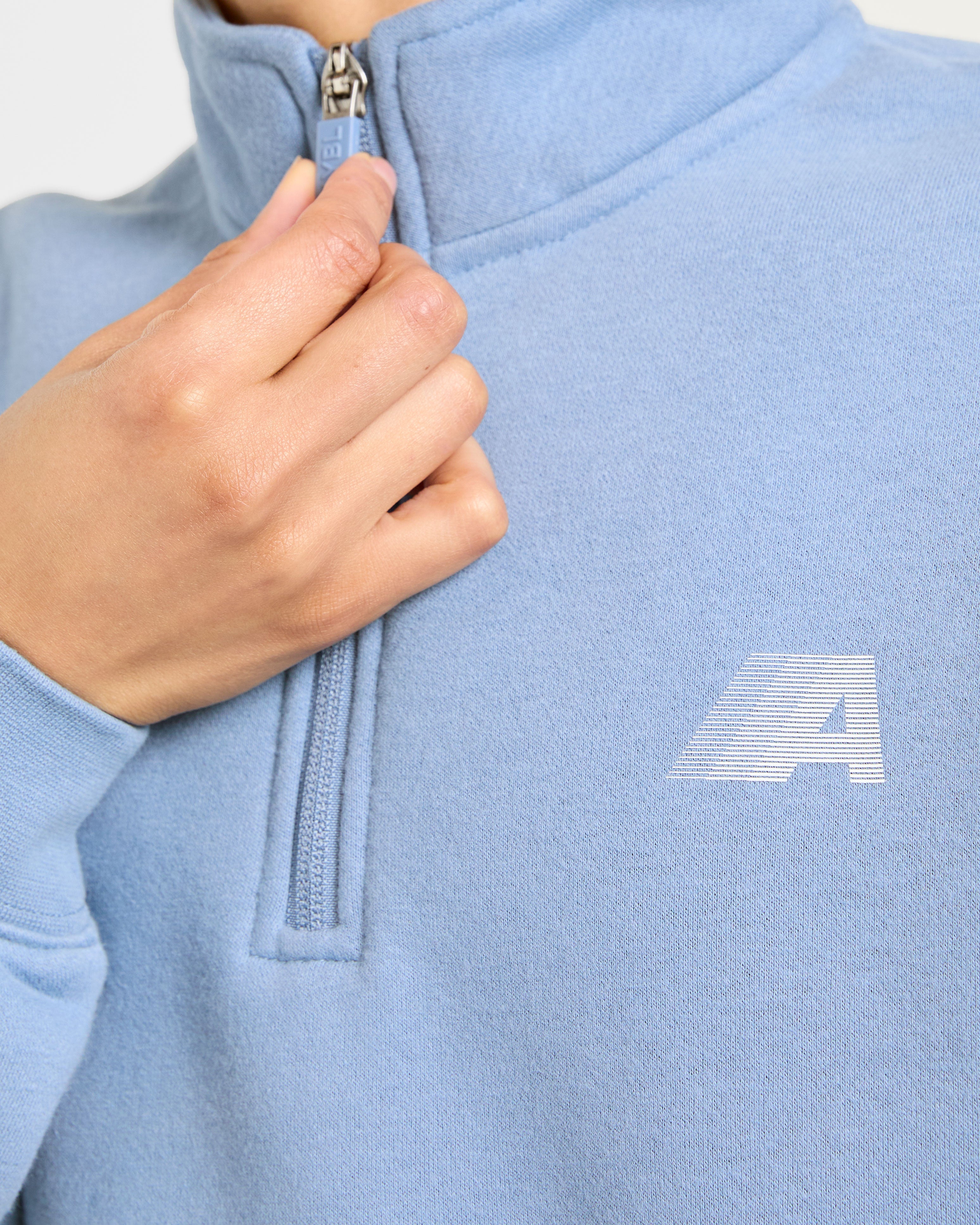 Retro Athletics Oversized 1/4 Zip Pullover - Vintage Bleu