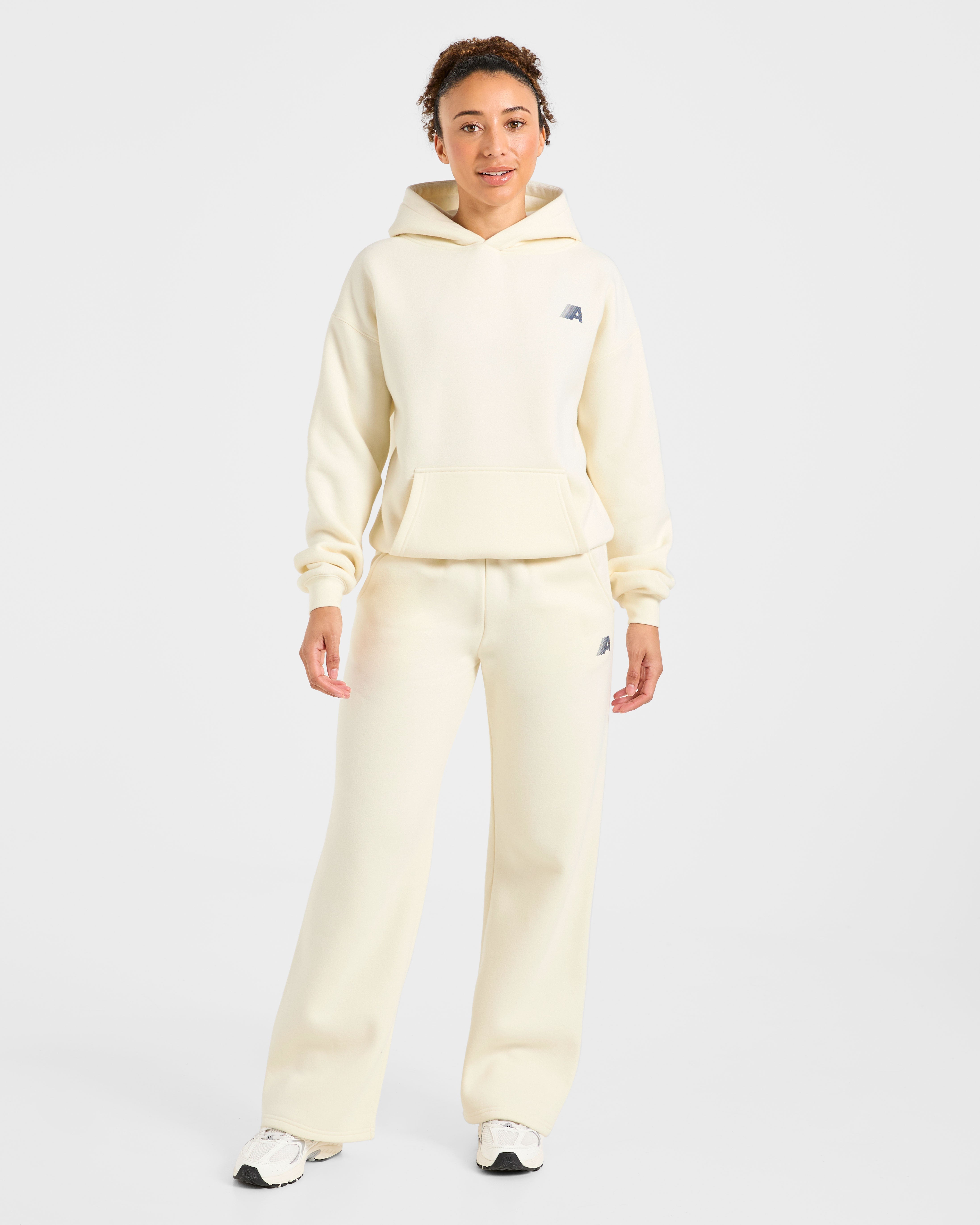 Retro Athletics Oversized Hoodie - Butter Jaune/Navy