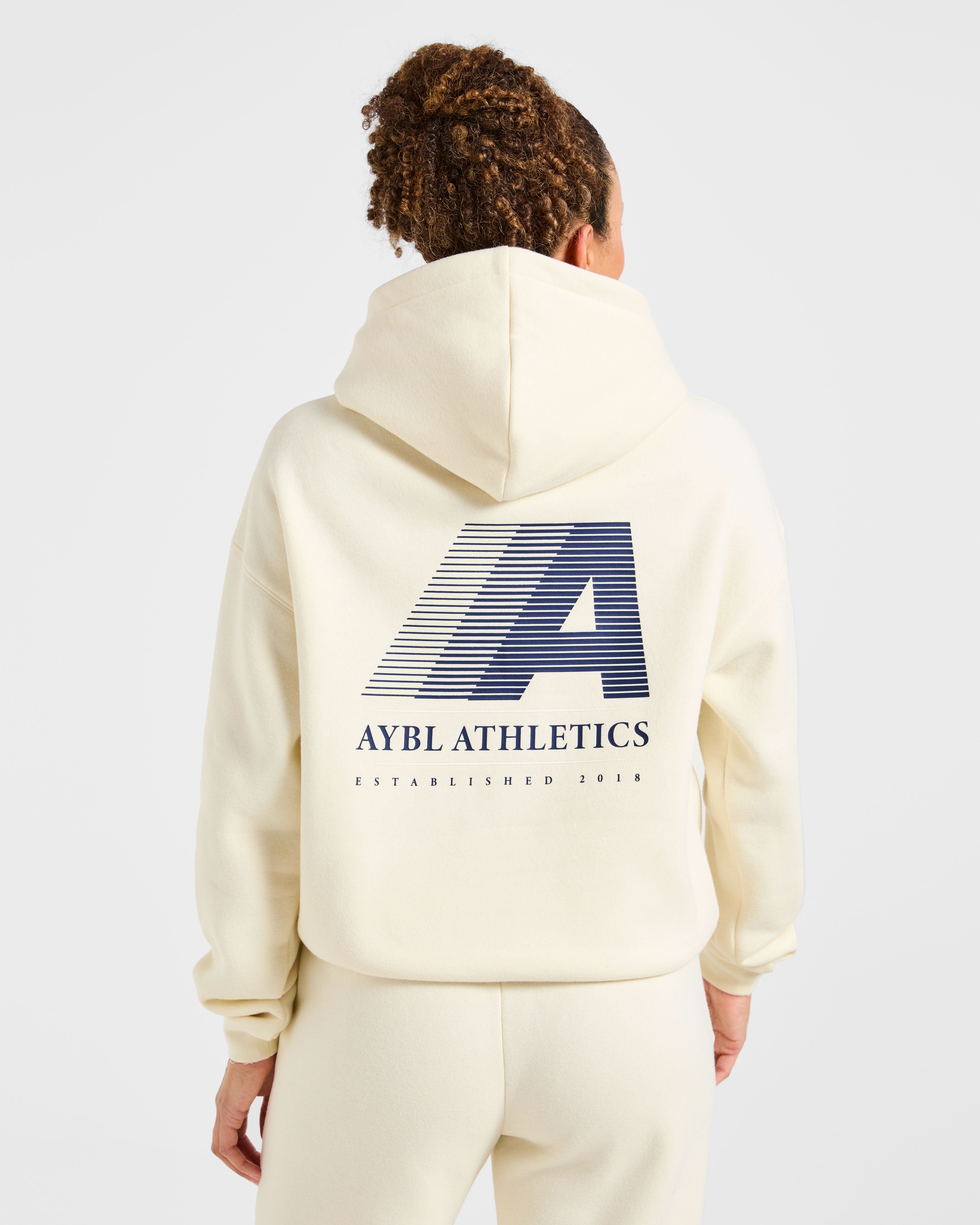 Retro Athletics Oversized Hoodie - Butter Jaune/Navy