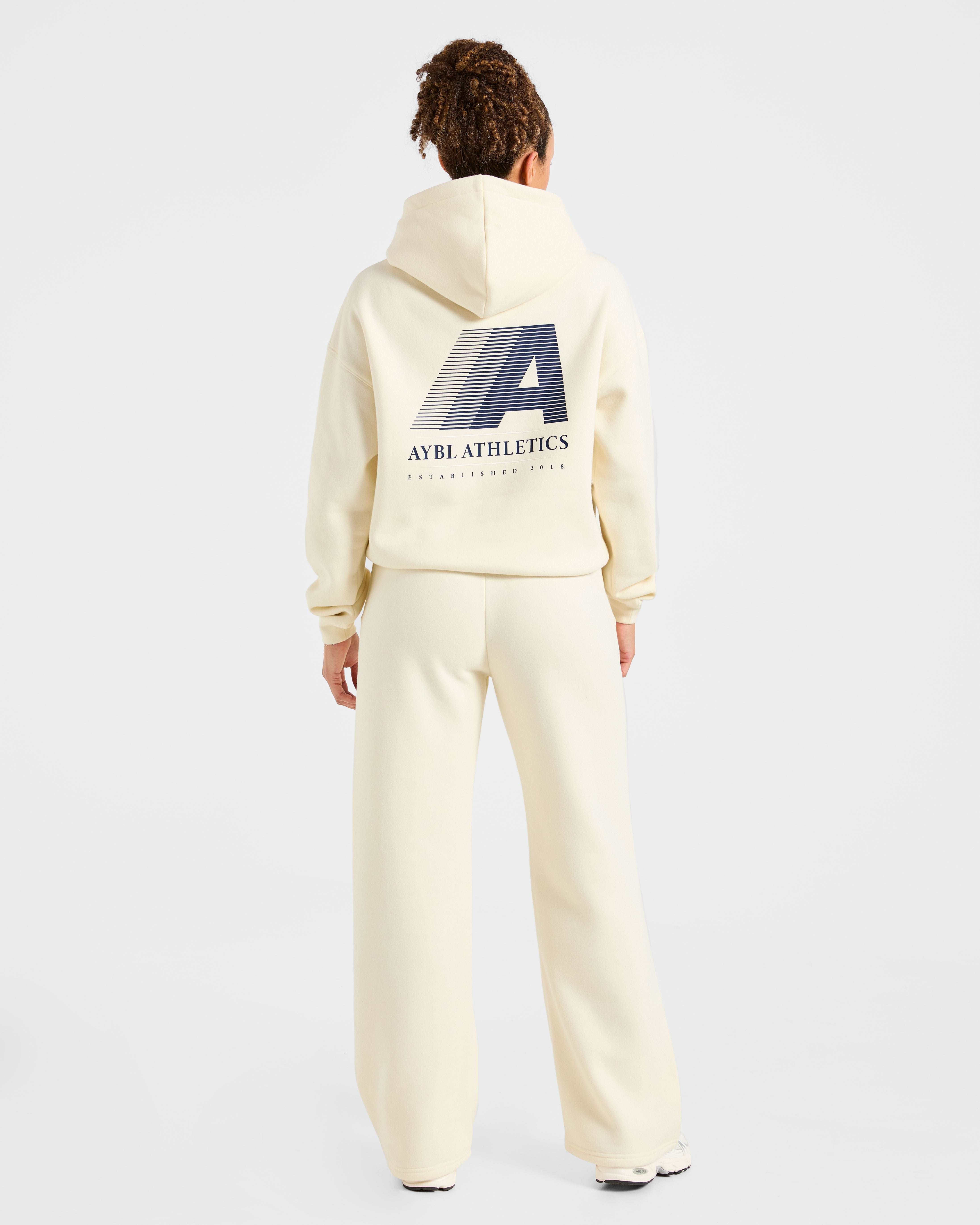 Retro Athletics Oversized Hoodie - Butter Jaune/Navy