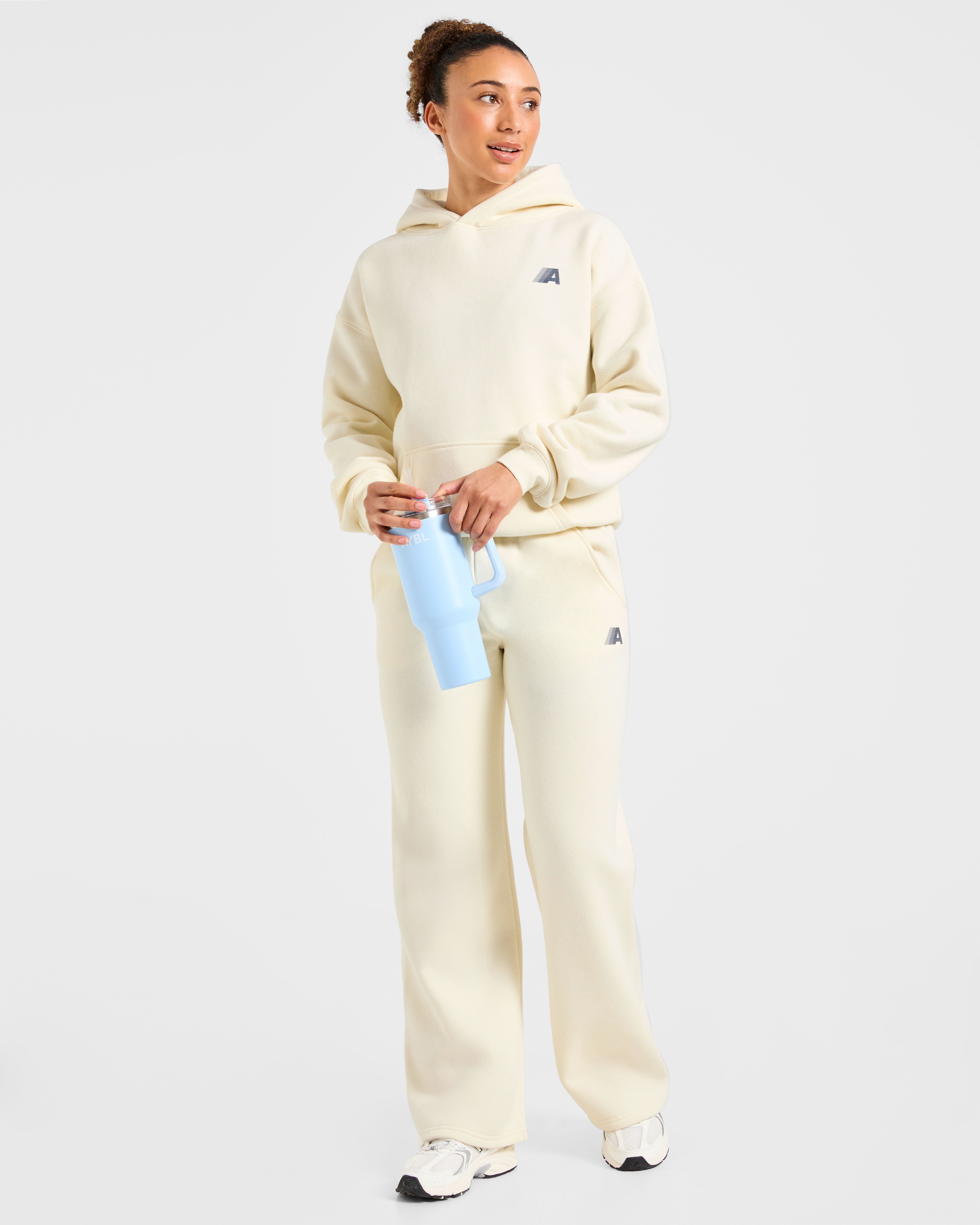 Retro Athletics Oversized Straight Leg Joggers - Butter Jaune/Navy