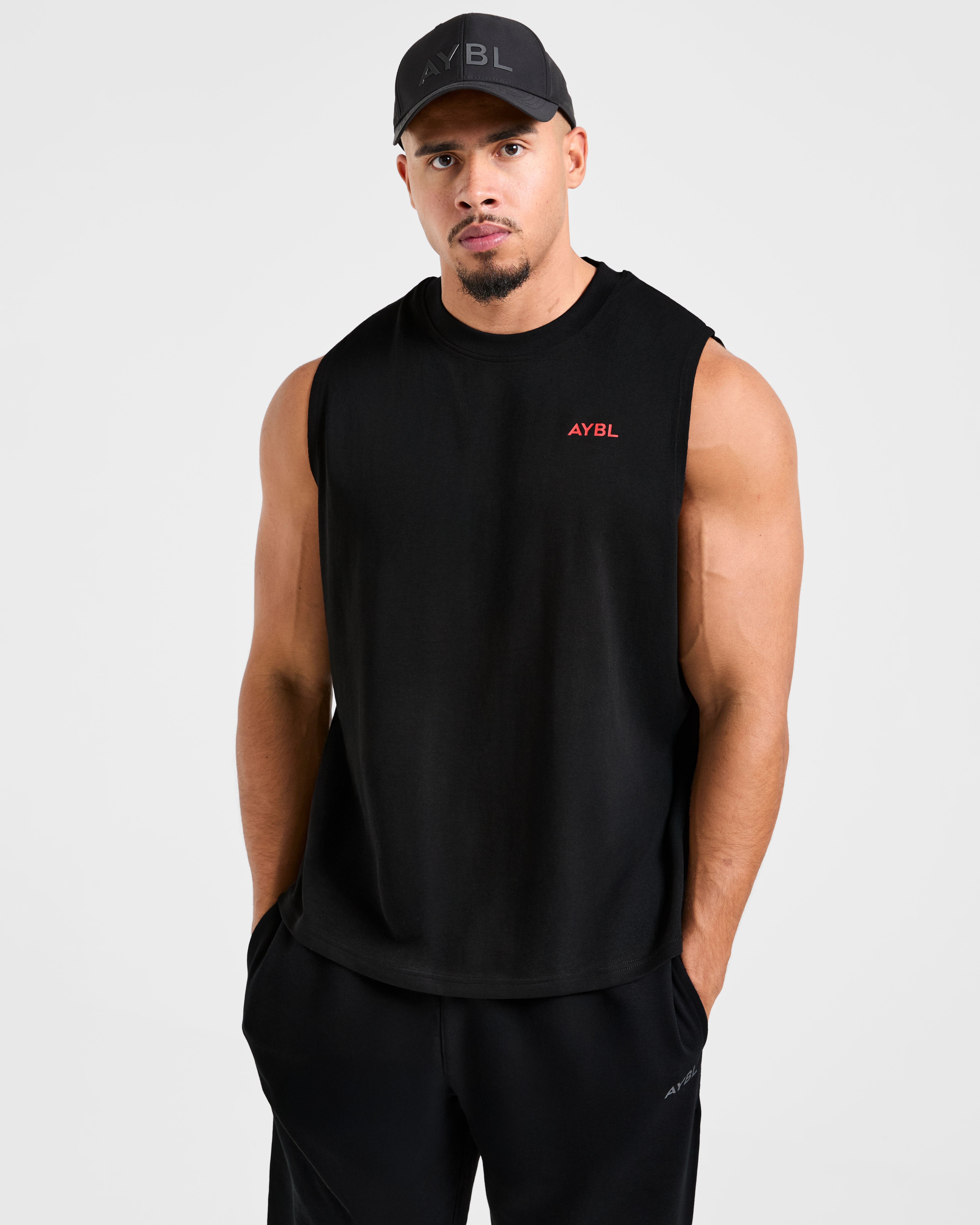 Essential Oversized Graphic Tank - Noir/Rouge