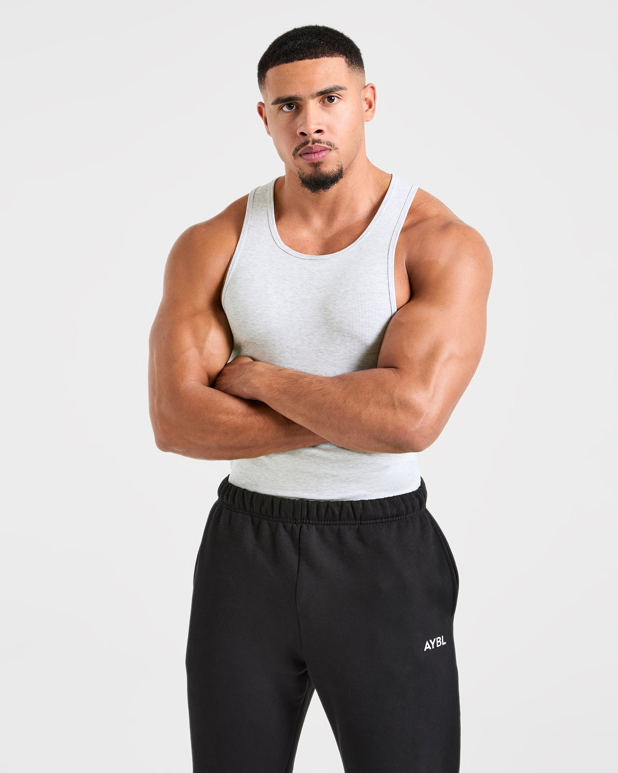 Muscle Ribbed Tank - Light Gris Marl