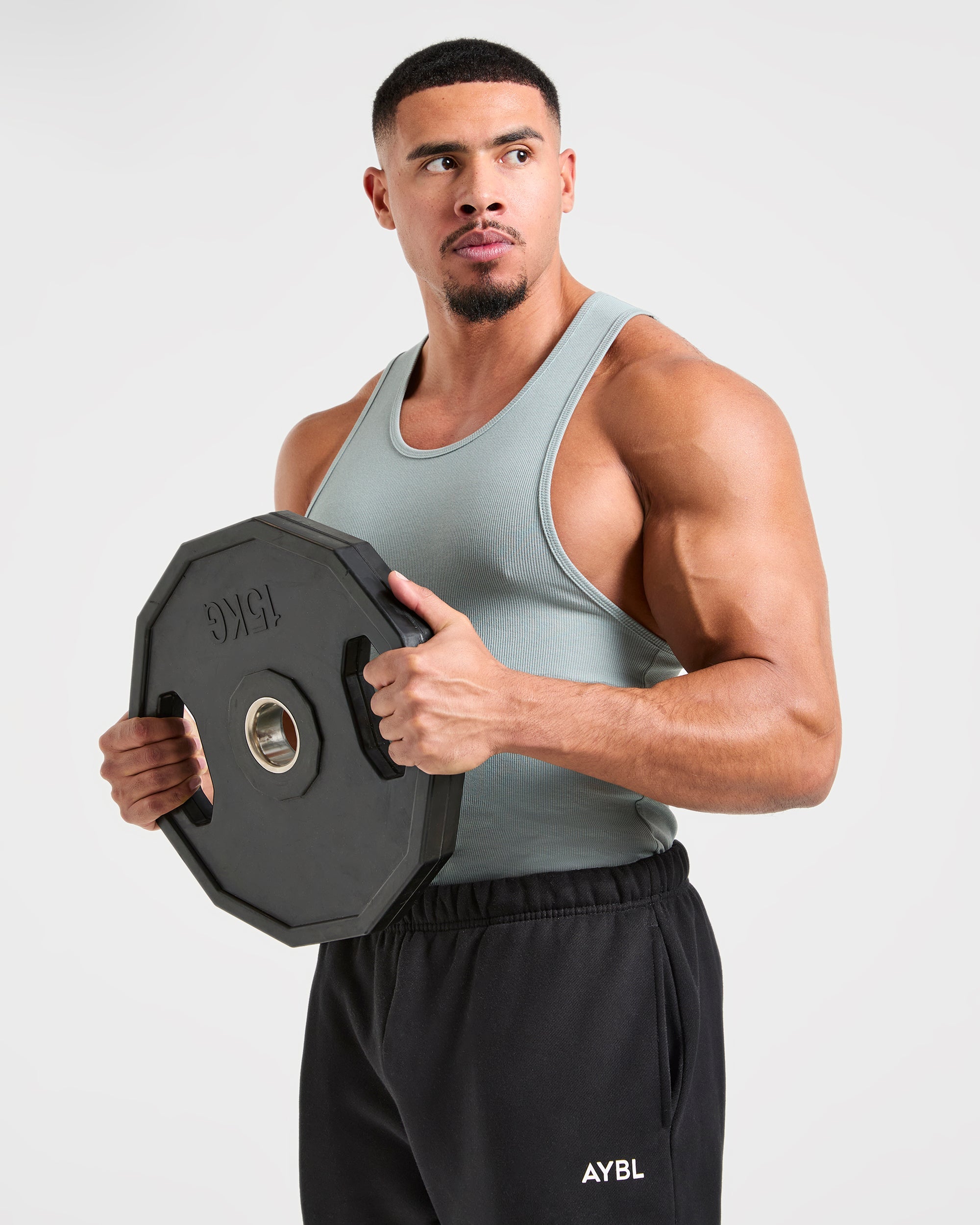 Muscle Ribbed Tank - Stone Bleu